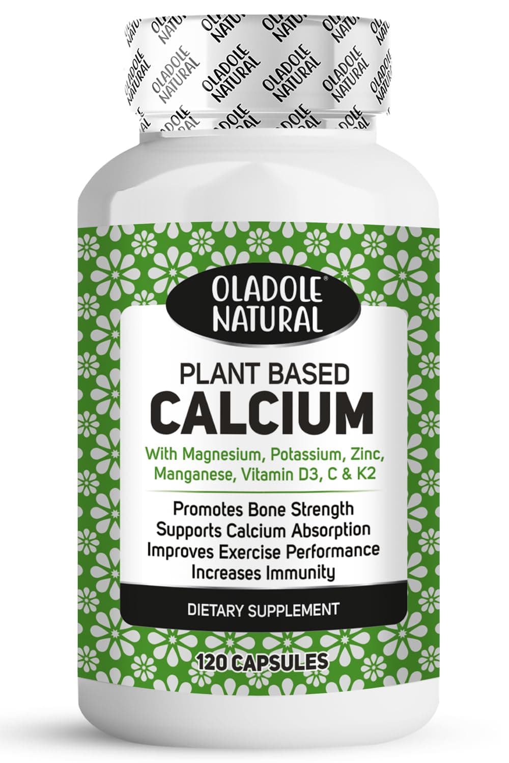 Calcium Magnesium Zinc – 120 Veg Capsules | Plant-Based Formula with Vitamin C, D3, K2, Potassium, Manganese & Boron | Supports Bone, Muscle & Immune Health | Non-GMO, Gluten-Free