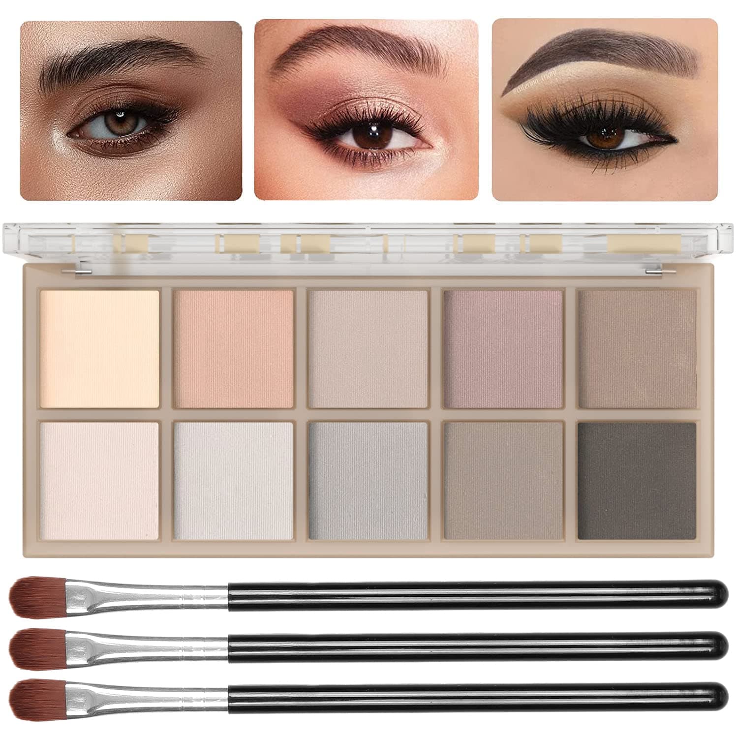 Sulily 10 Colors Matte Eyeshadow Palette, Gray Taupe Brown Nude Eye Shadow Makeup, Neutral Smokey Eye Shadowfor Older Women, Blendable,Long Lasting Waterproof Professional Beauty Makeup Kit, Cement