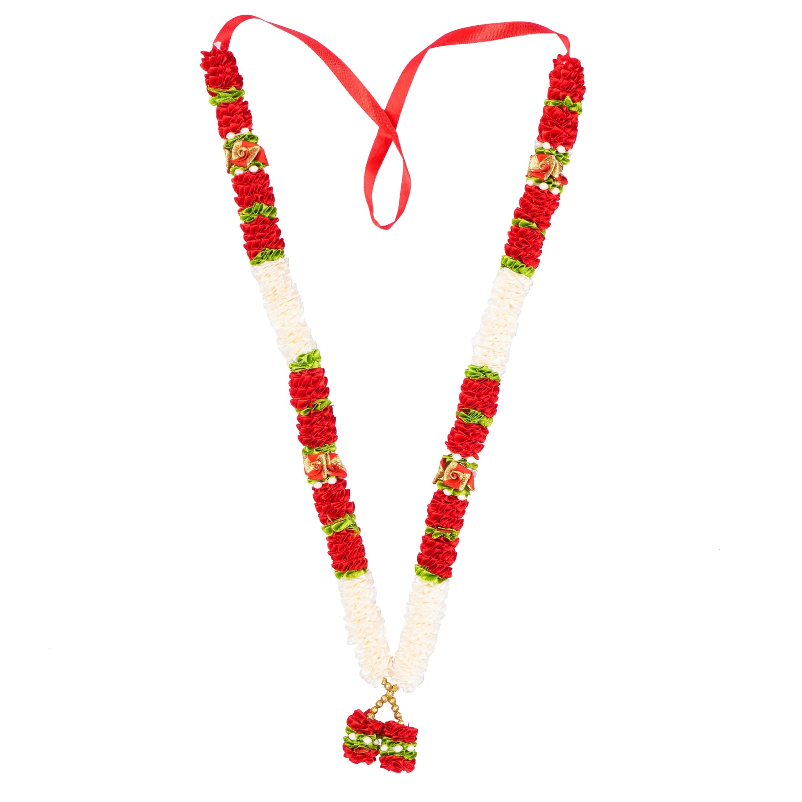 RJ Sales & Promotion Closely Knitted 22 inches Haar,Mala - Garland Maala for Idols, Photo Frames, Fancy Dress, Marriages etc. (Red)