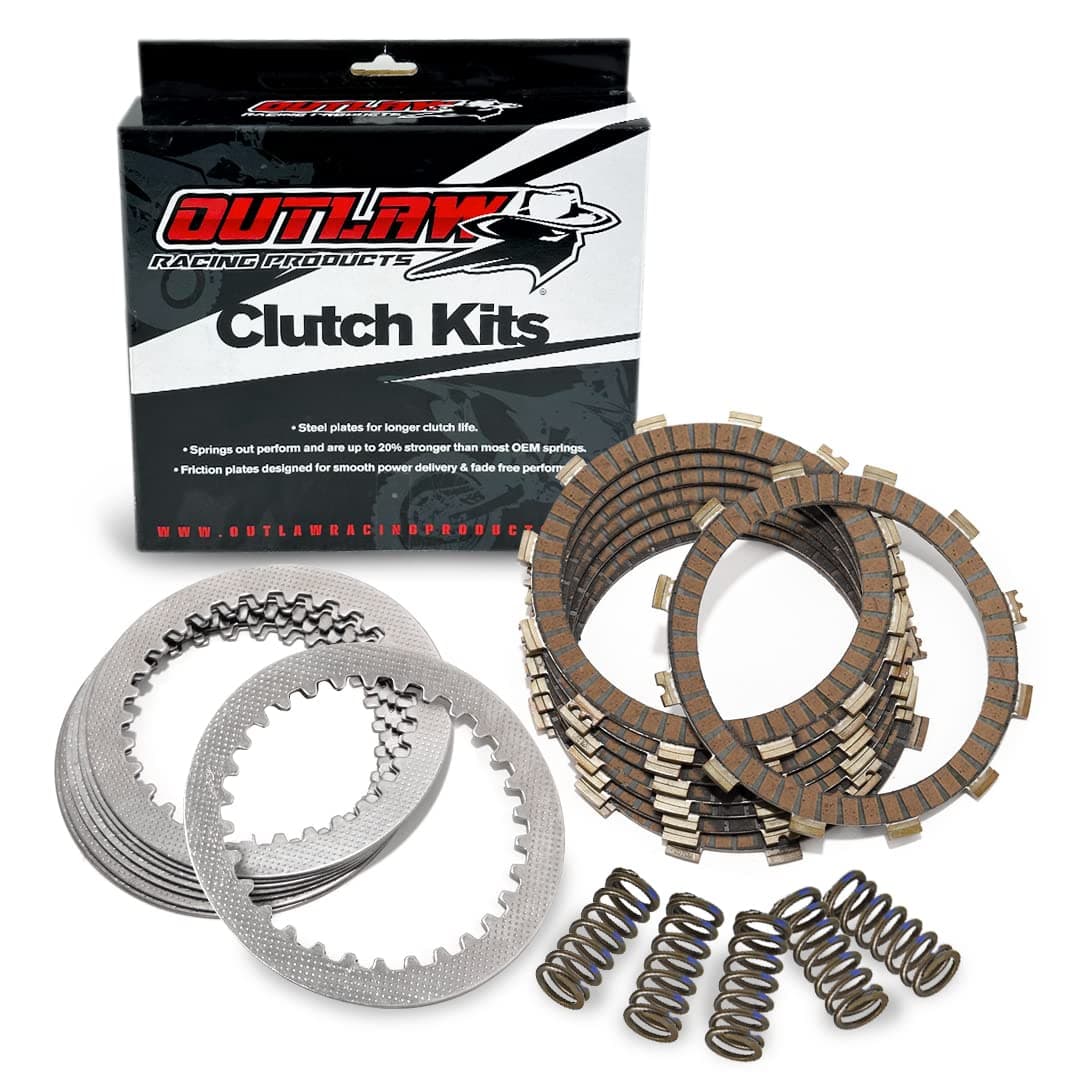 Outlaw Racing ORC73 Complete Clutch Repair Rebuild Kit - Includes Springs Steel & Fiber Plates - Compatible with Kawasaki KX125 1994-2002