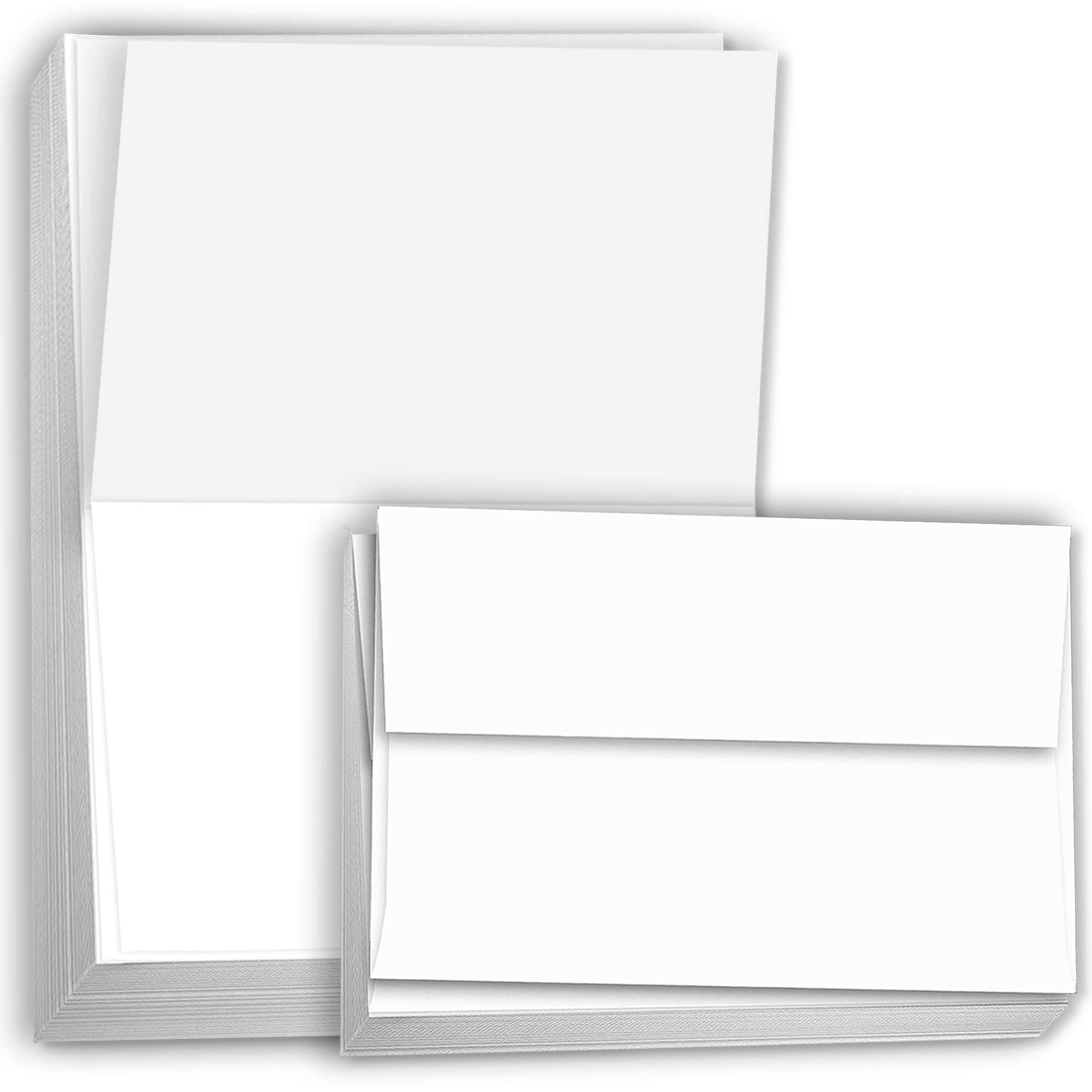 Hamilco Card Stock Folded Blank Cards with Envelopes 4 1/4 x 5 1/2" - Scored White Cardstock Paper 80lb Cover - 50 Pack