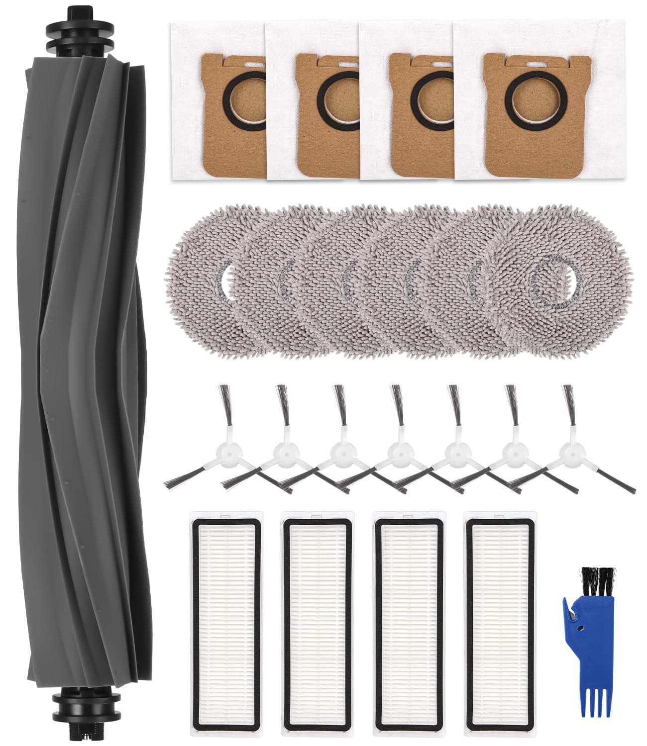 Replacement Parts Accessory Set for Dreame L10s Ultra / L10 Ultra Robot Vacuum Cleaner, 1 Main Brush, 7 Side Brushes, 4 Filters, 6 Mop Pads, 4 Dust Bags, 1 x Cleaning Brush, Replacement Parts