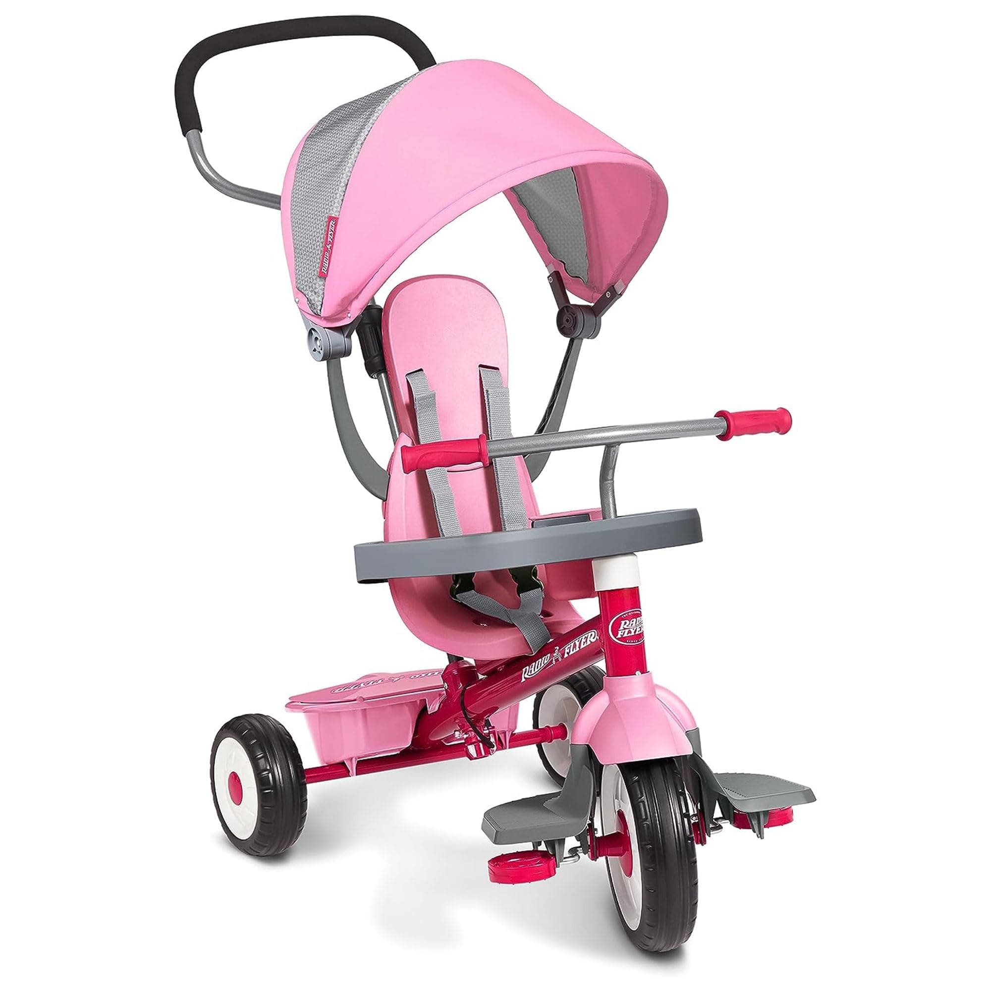 4-in-1 Stroll 'N Trike, Pink Toddler Trike For 1-5 Years Old