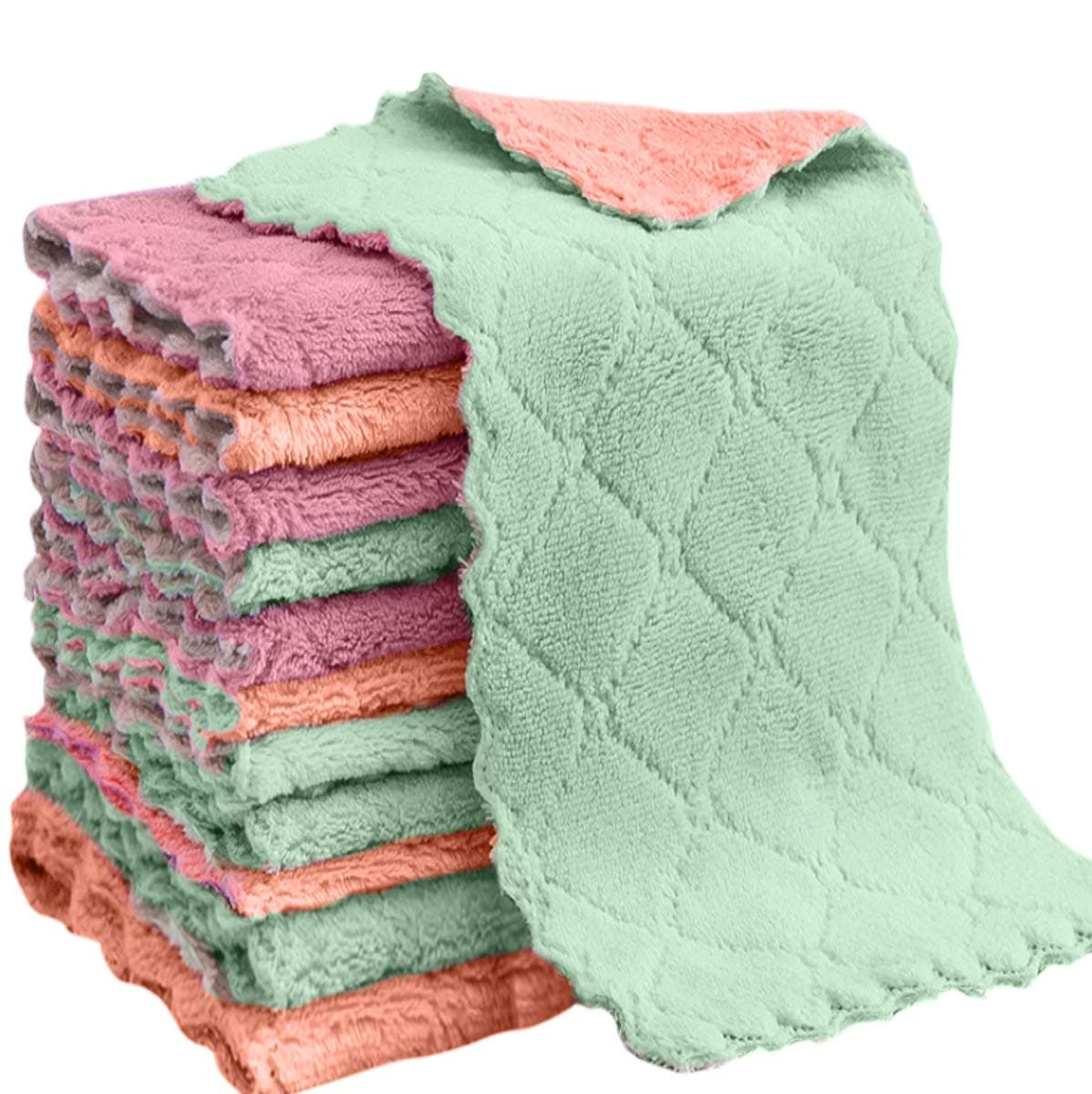 Microfiber Cleaning Cloth, 12-Pack 6"x10"Dish Towel, for All-Purpose, Assorted Colors, Strong Absorption Water and Remove Oil and Dust Kitchen Towels