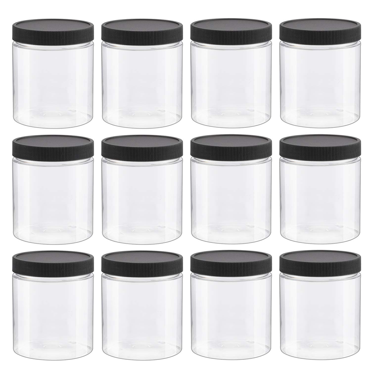 12 PCS 8 Oz Clear Empty Slime Storage Containers, Slime Jars with Lids - BPA Free