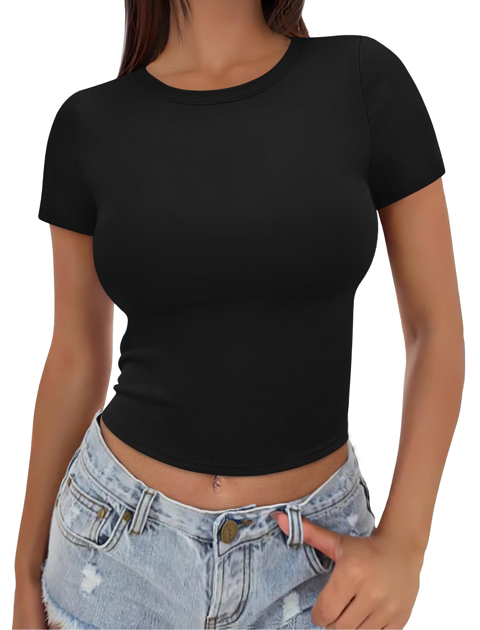 Crop Tops for Women Summer Trendy Tight Tshirts 2024 Slim Fit