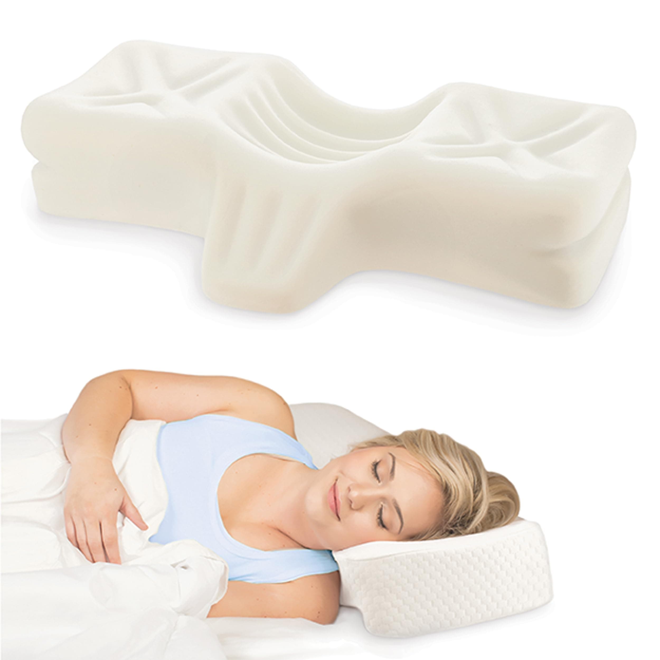 Cervical Orthopedic Foam Pillow - Neck Support Pillow for Side & Back Sleepers - Ergonomic Pillow for Neck Support, Relief, & Spinal Alignment – Petite Size, Firm, White