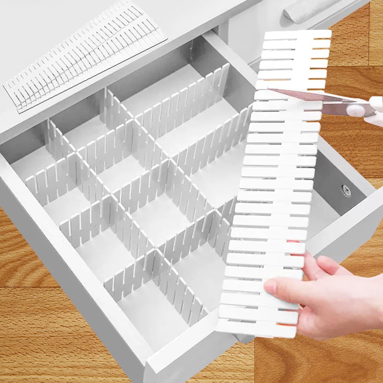 GIAK 16 PCS Drawer Dividers Adjustable Drawer Organizer White Drawer Organiser 32 x 7 cm DIY Cut at Will for Socks, Underwear, Makeup, Kitchen, Bedroom, Dresser
