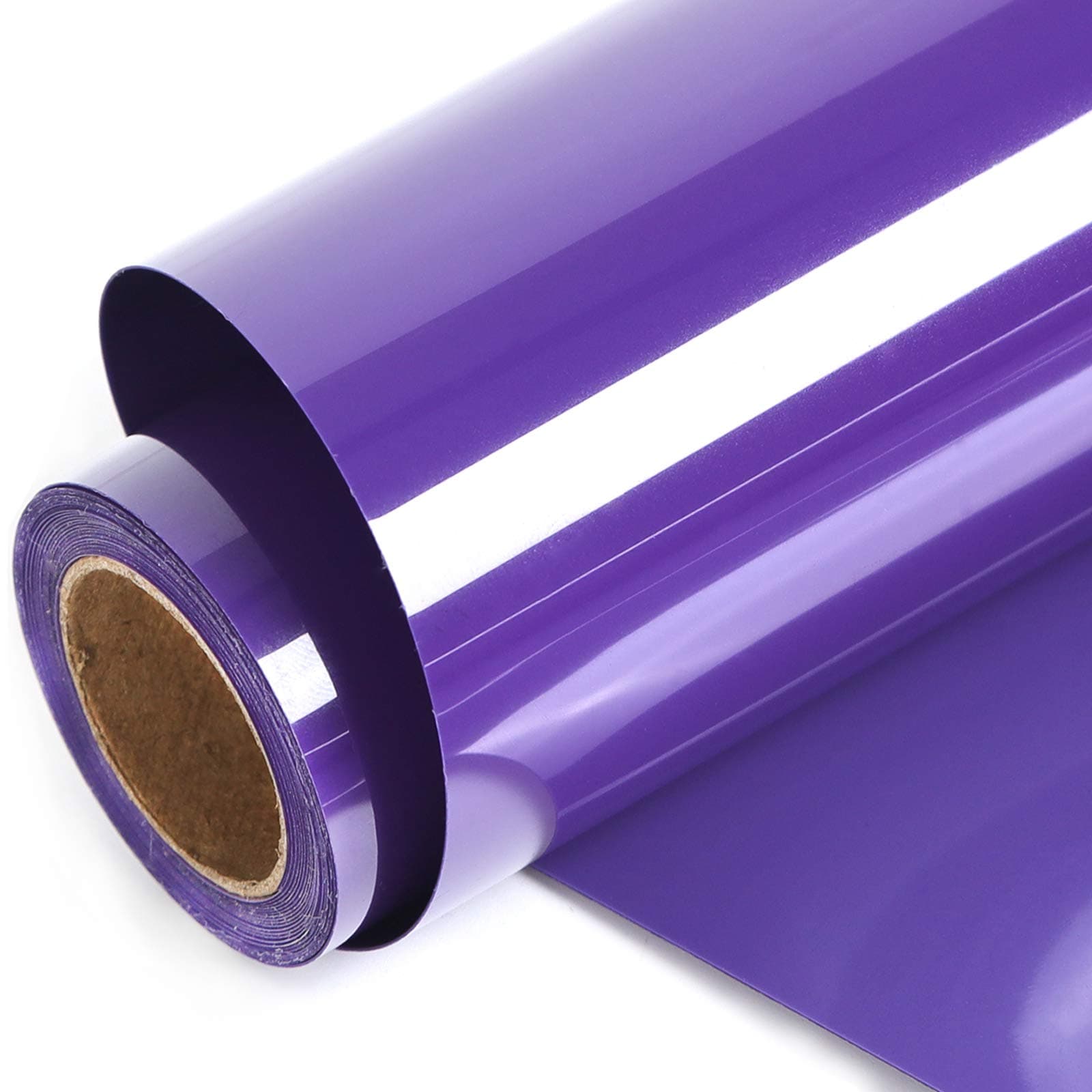 Funkaka Purple HTV Heat Transfer Vinyl Rolls - 12" x 9ft Glossy Iron-On Vinyl for T-Shirts & All Cutters Easy to Cut & Weed