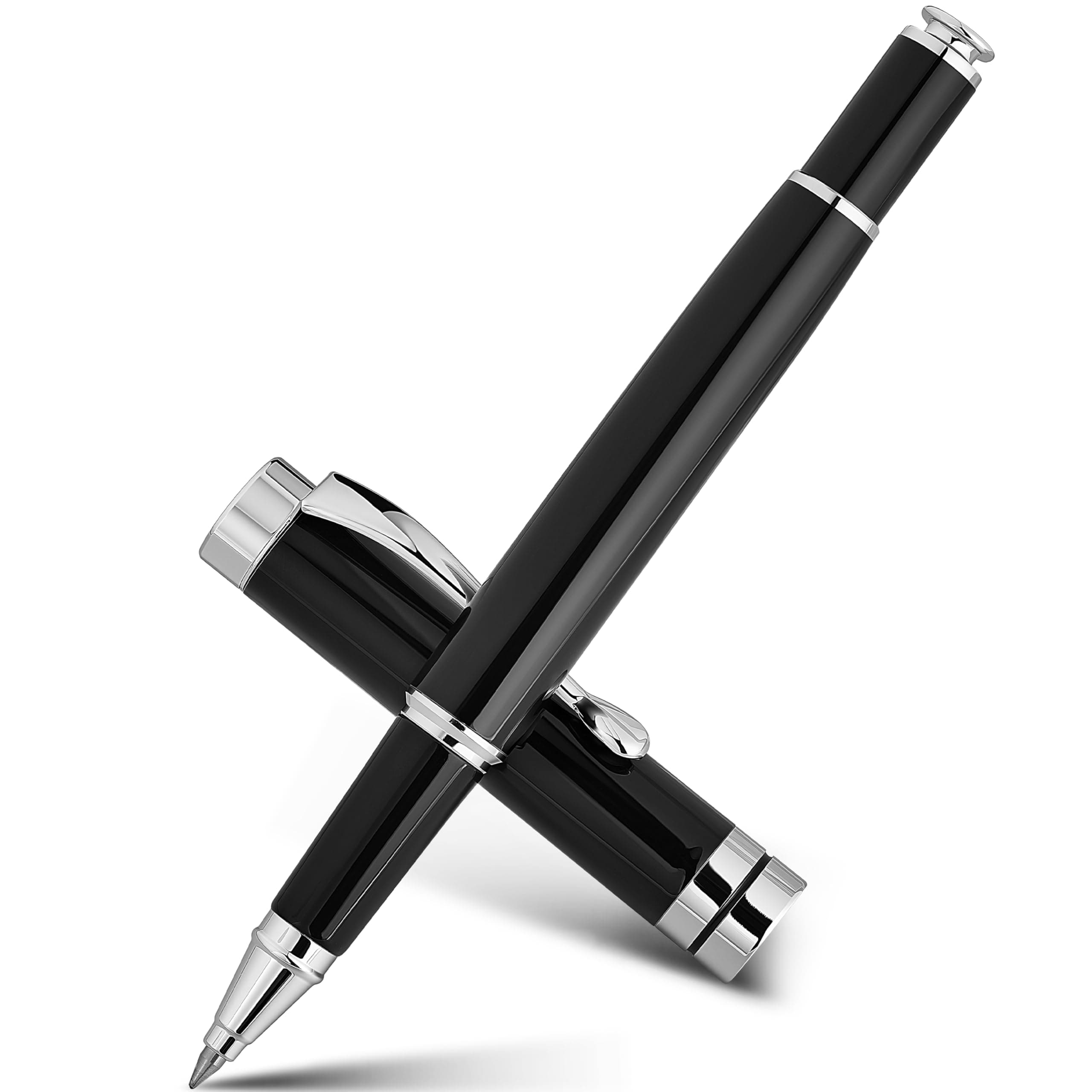 Ballpoint Pens, Stunning Black Chrome Ballpoint Pen with Silver Trim, Best Ball Pen Gift Set for Men & Women, Professional, Executive, Office, Fancy Pen-Gift Box With 0.5mm Extra Black Refill