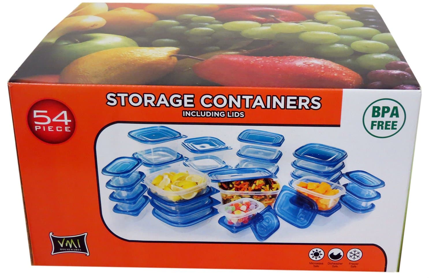 54-Piece Storage Containers, Blue