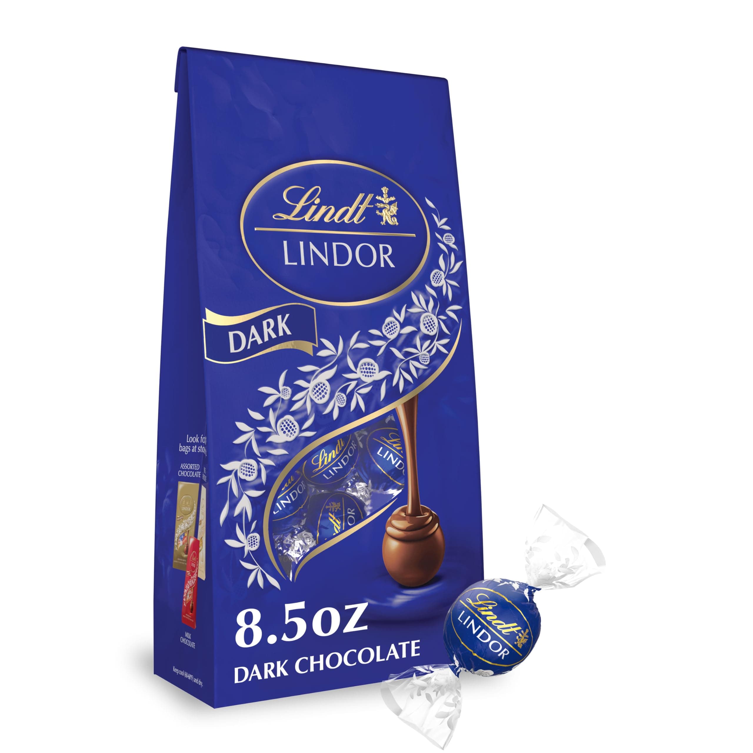 Lindt LINDOR Dark Chocolate Candy Truffles, 8.5 oz. Bag