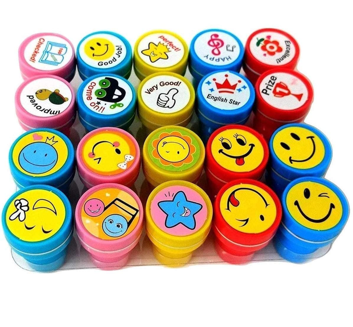 BELARSEN 20 Piece Stamps for Kids Emoji and Motivation Reward Art Teachers Students Birthday Gift Craft Scrapbooking