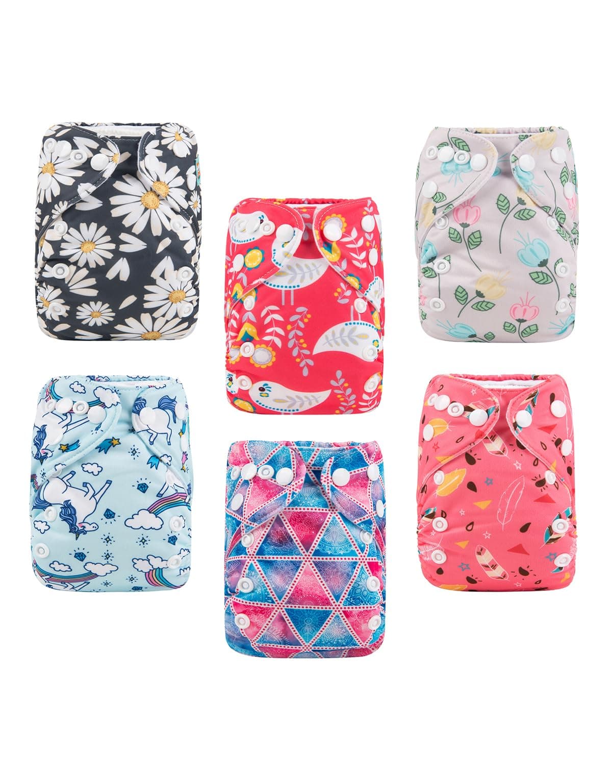 ALVABABY 6pcs with 12 Inserts Baby Cloth Diapers Pocket Newborn Diaper for Less Than 12pounds Baby Snaps Cloth Diapers Nappy