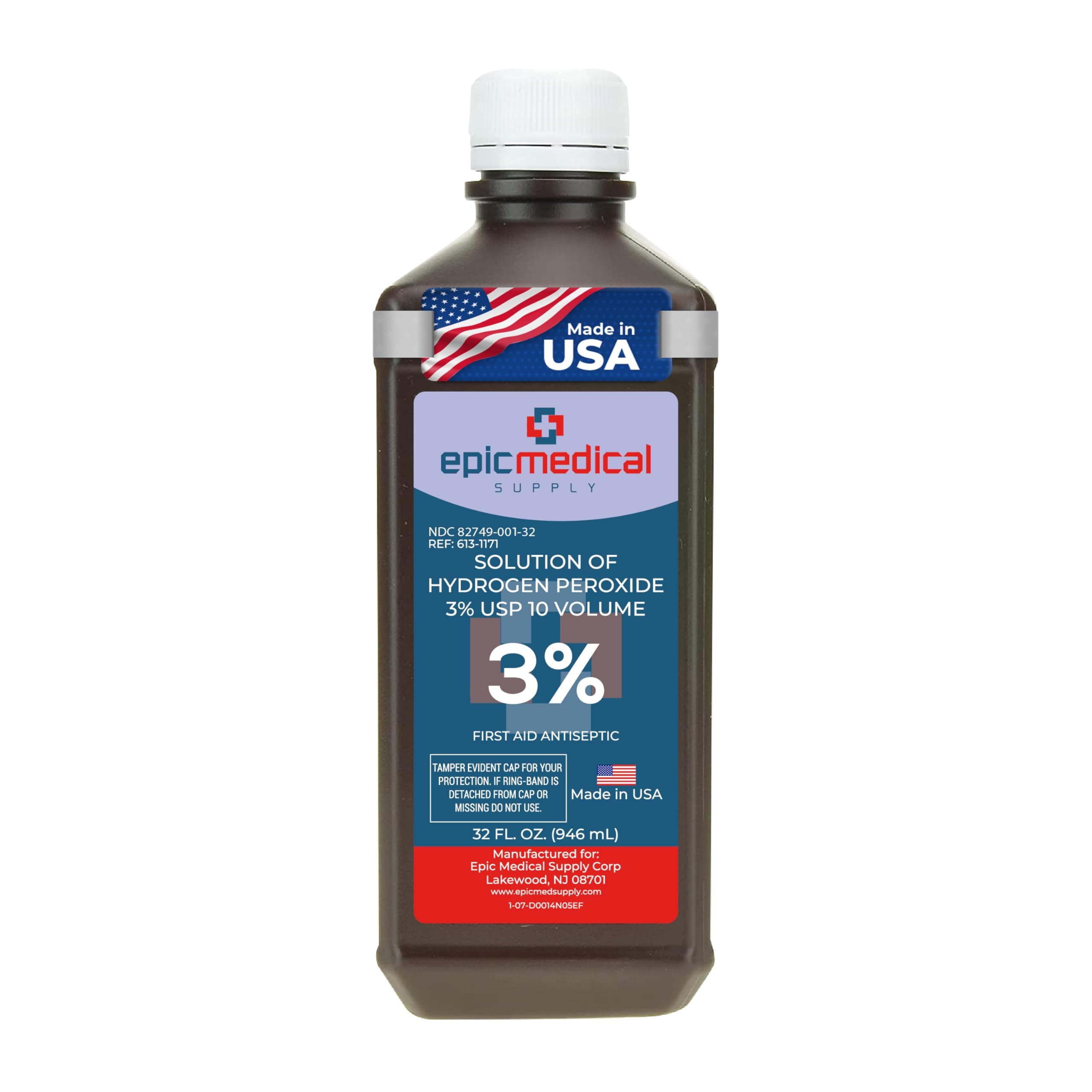 Hydrogen Peroxide 32 oz. First Aid Antiseptic and Multipurpose Cleaner, 3% USP, Topical Wash for Minor Cuts, Scrapes, Insect Bites, and Skin Irritations. (1)