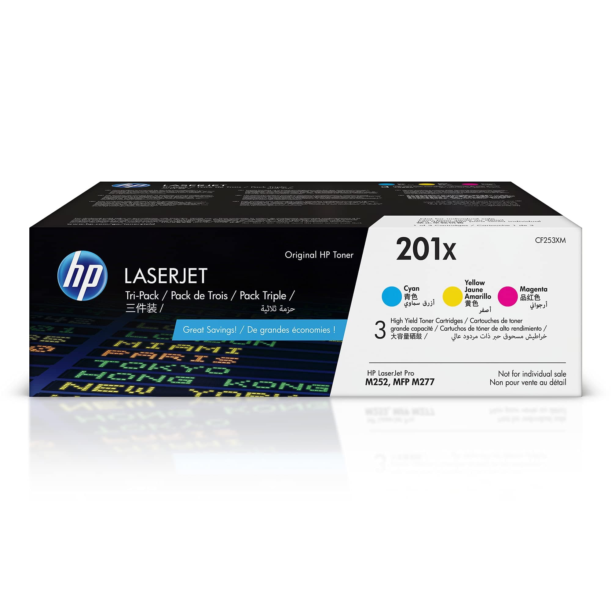HP CF253XM 201X High Yield Original LaserJet Toner Cartridges, Cyan/Magenta/Yellow, Multipack,package may vary