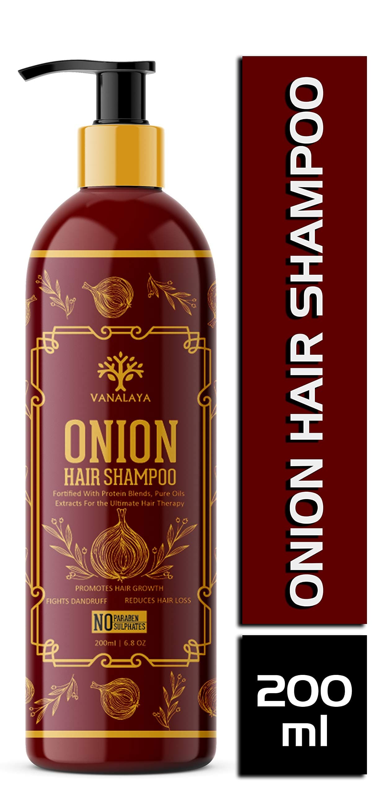 Vanalaya onion hair shampoo for Hair fall control and Dandruff control - No parabens and Suplate 200ml