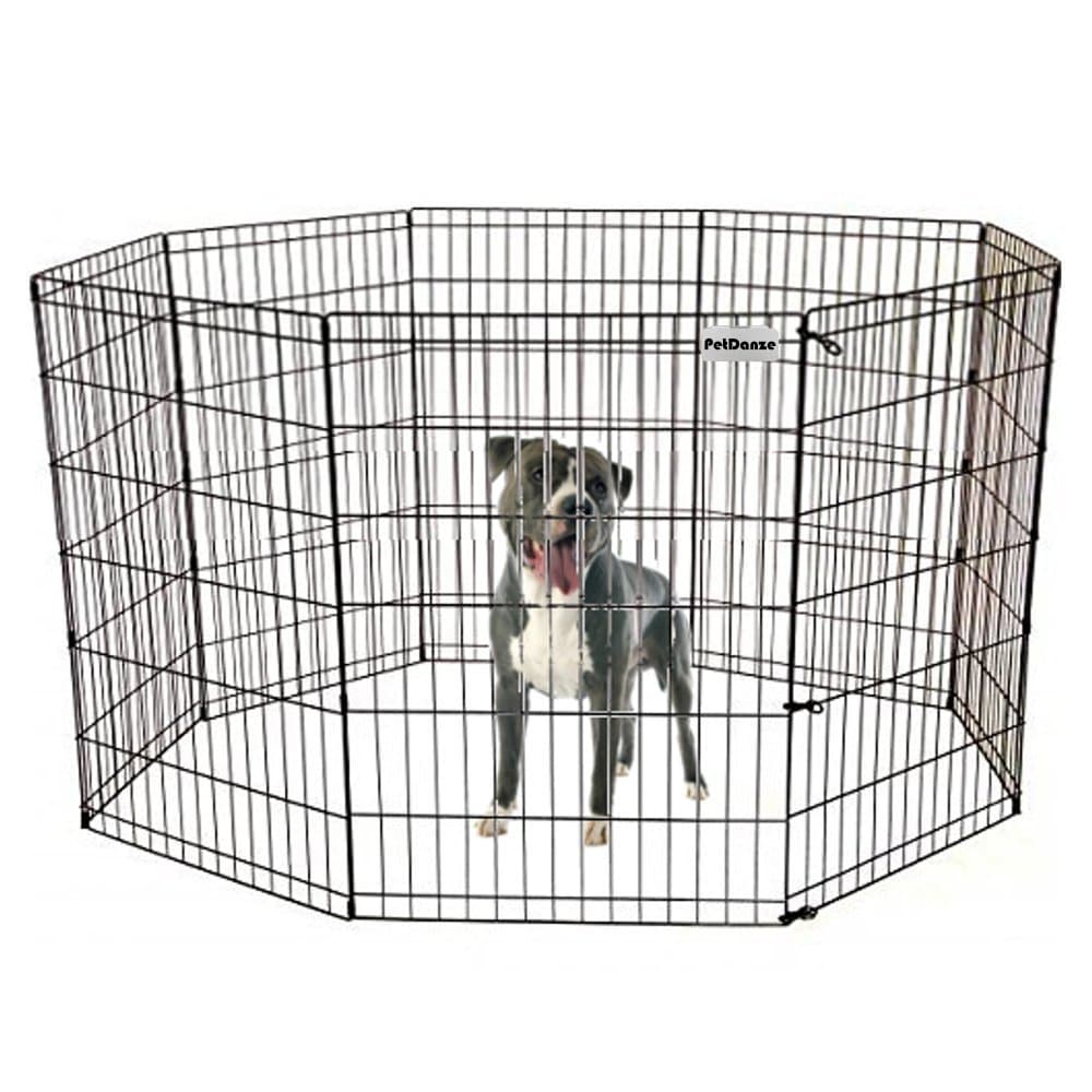 PetDanze Dog Puppy Playpen Pen 36" Height | Indoor Outdoor Exercise Outside Play Yard | Pet Small Animal Puppies Portable Foldable Fence Enclosures | 8 Panel Metal Wire, Black