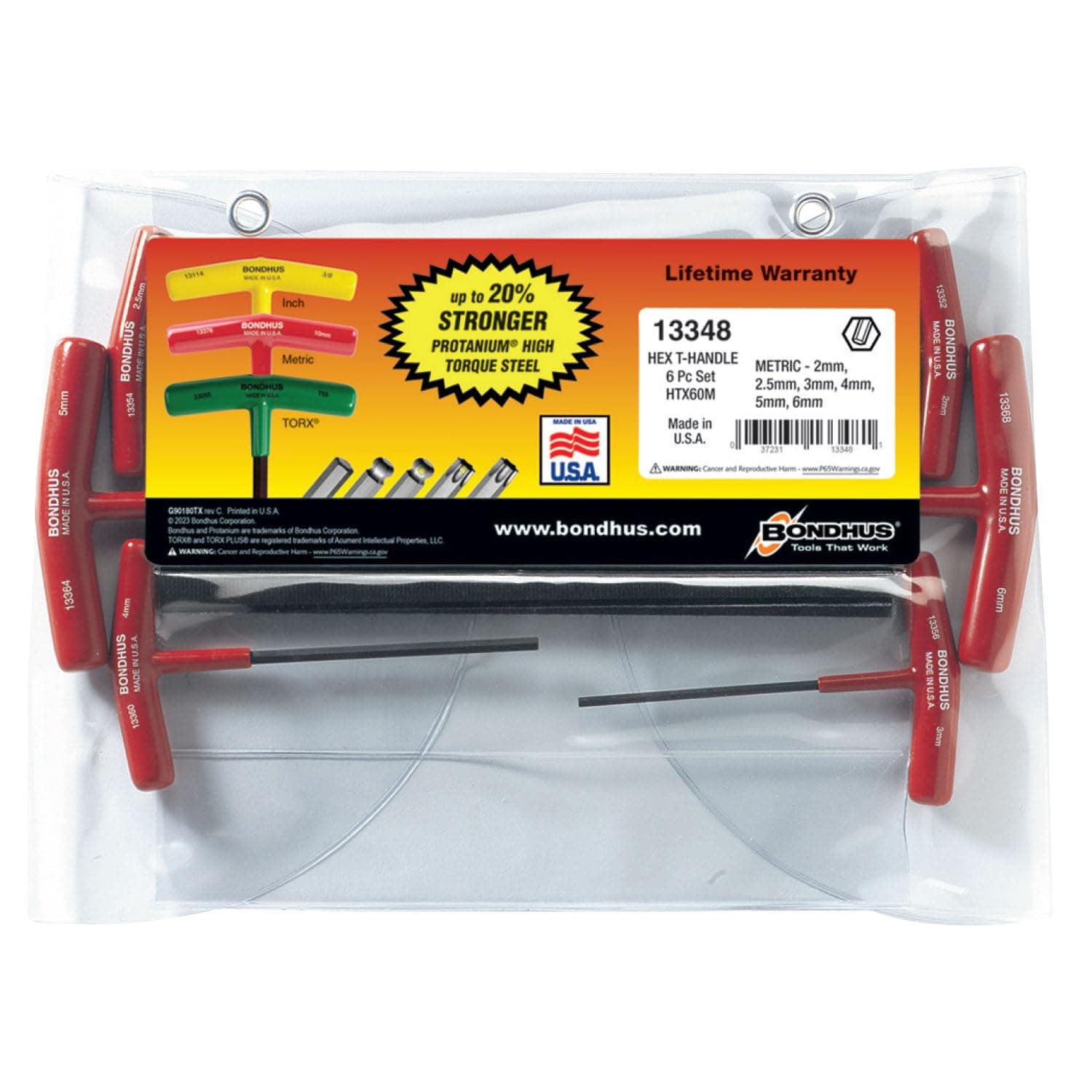 13348 Set of 6 Hex T-handles, sizes 2-6mm