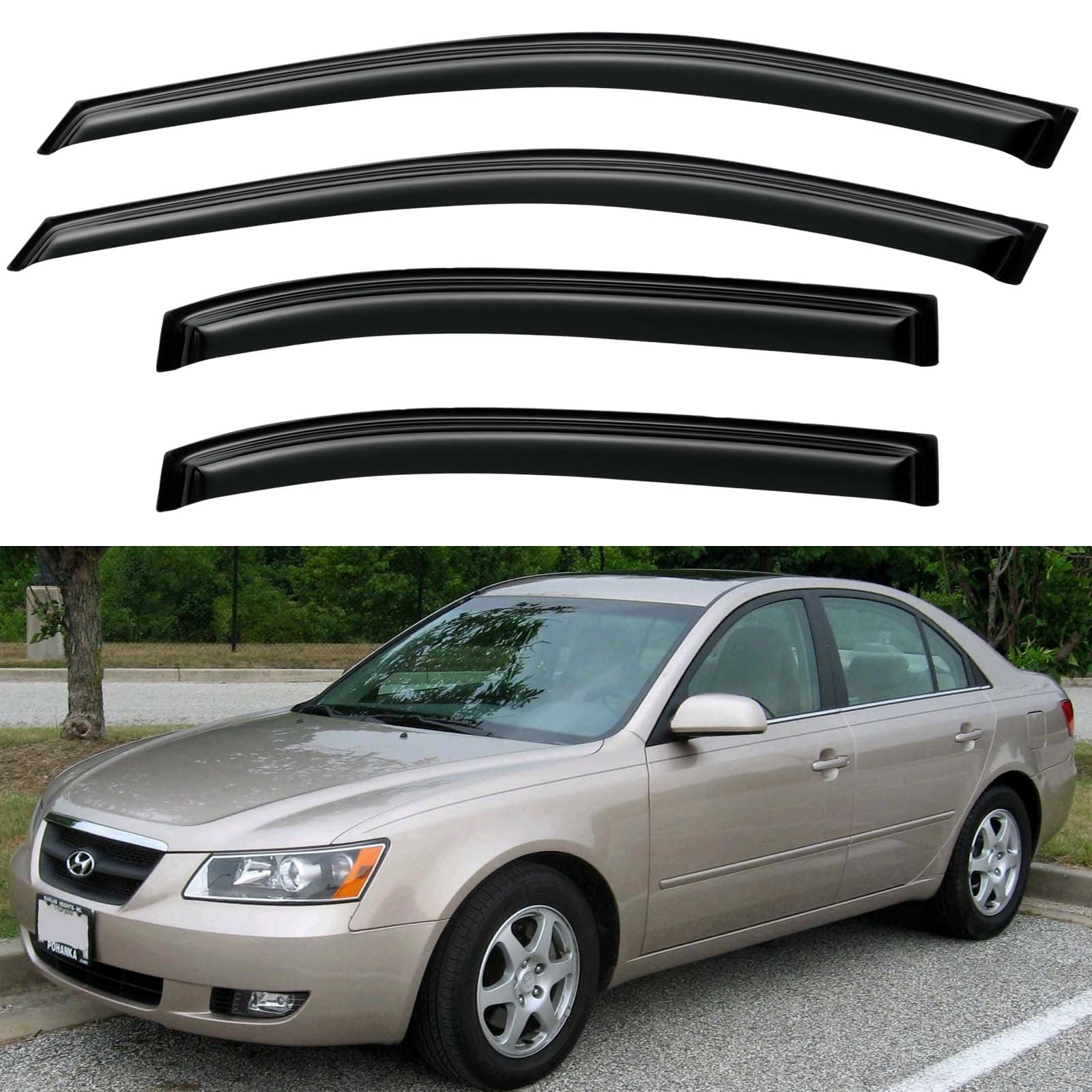 Window Visors Rain Guards Shield for 2006-2010 Hyundai Sonata, Out-Channel Window Vent Wind Deflectors Visors Shades for 06-10 Sonata