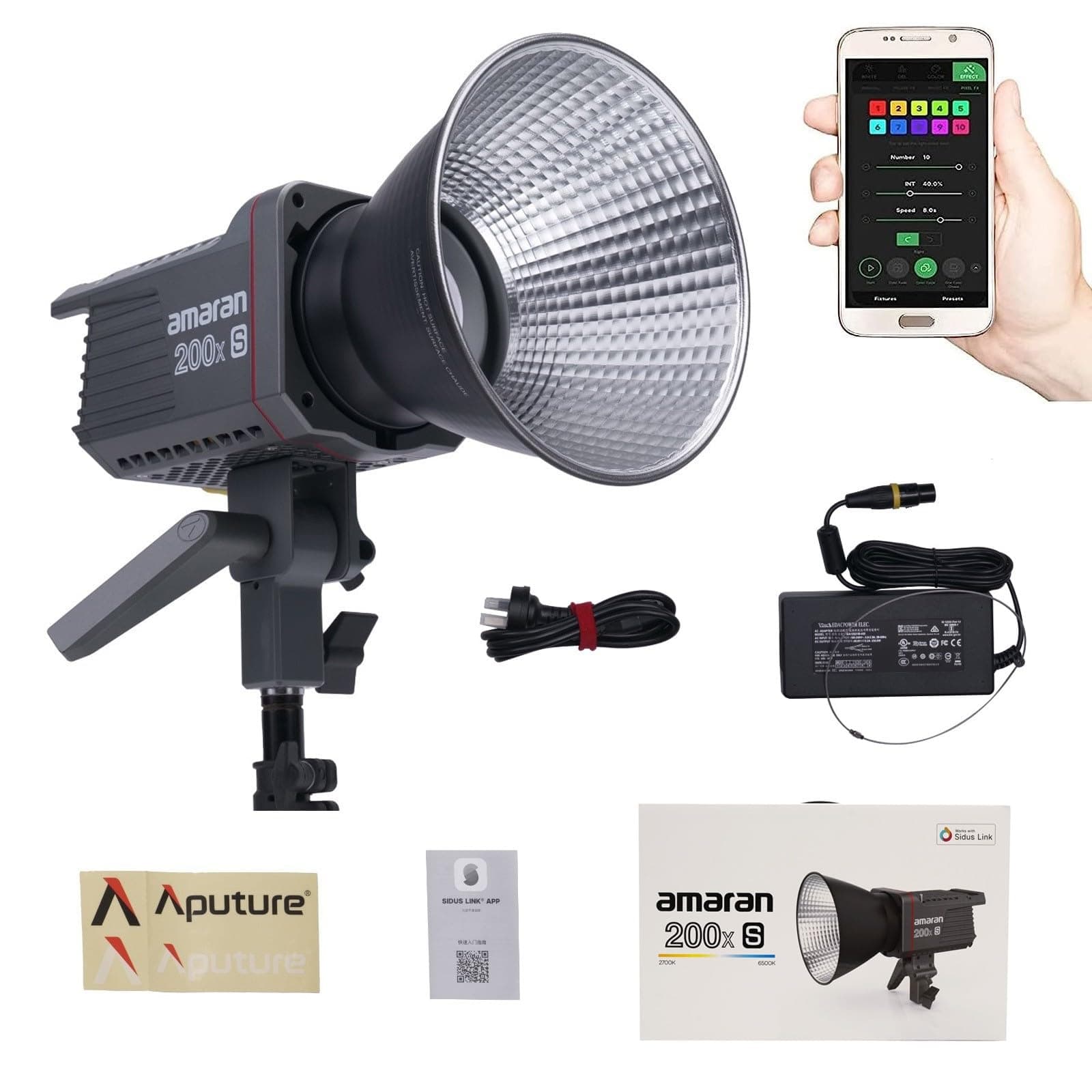 EACHSHOTAmaran 200X S 200Xs Bi-Color COB LED Video Light, DC/AC Power Supply, APP Control, Continuous Studio LED Light for Portrait, Studio, Interview and Filming