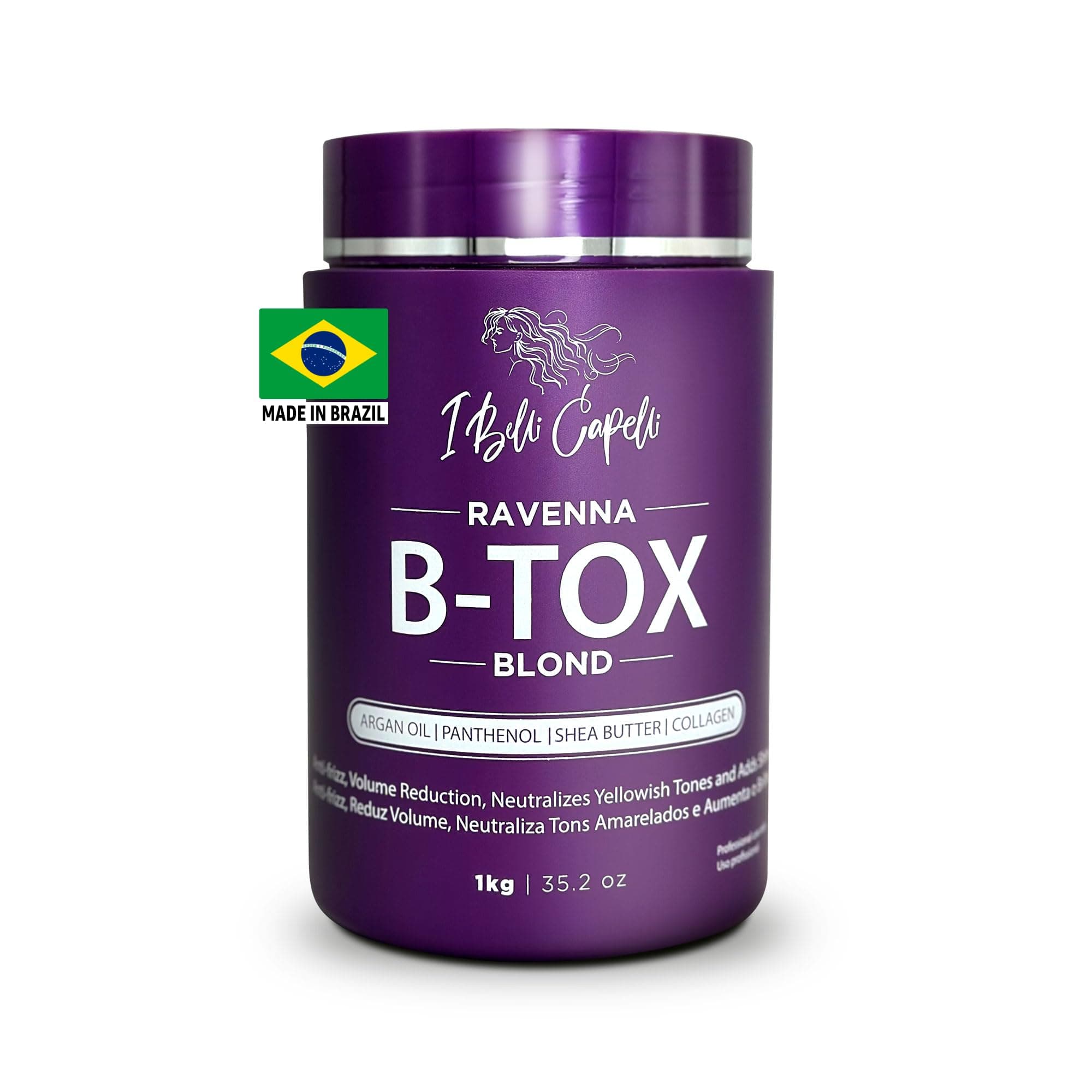 I Belli Capelli Ravenna Hair B-tox Treatment for Blond Hair- B-tox Capilar Para el Cabello, Cirugia Capilar Para el Cabello- Effect Anti-Frizz, Volume Reduction, Smoothing- 35.2 oz(1kg)