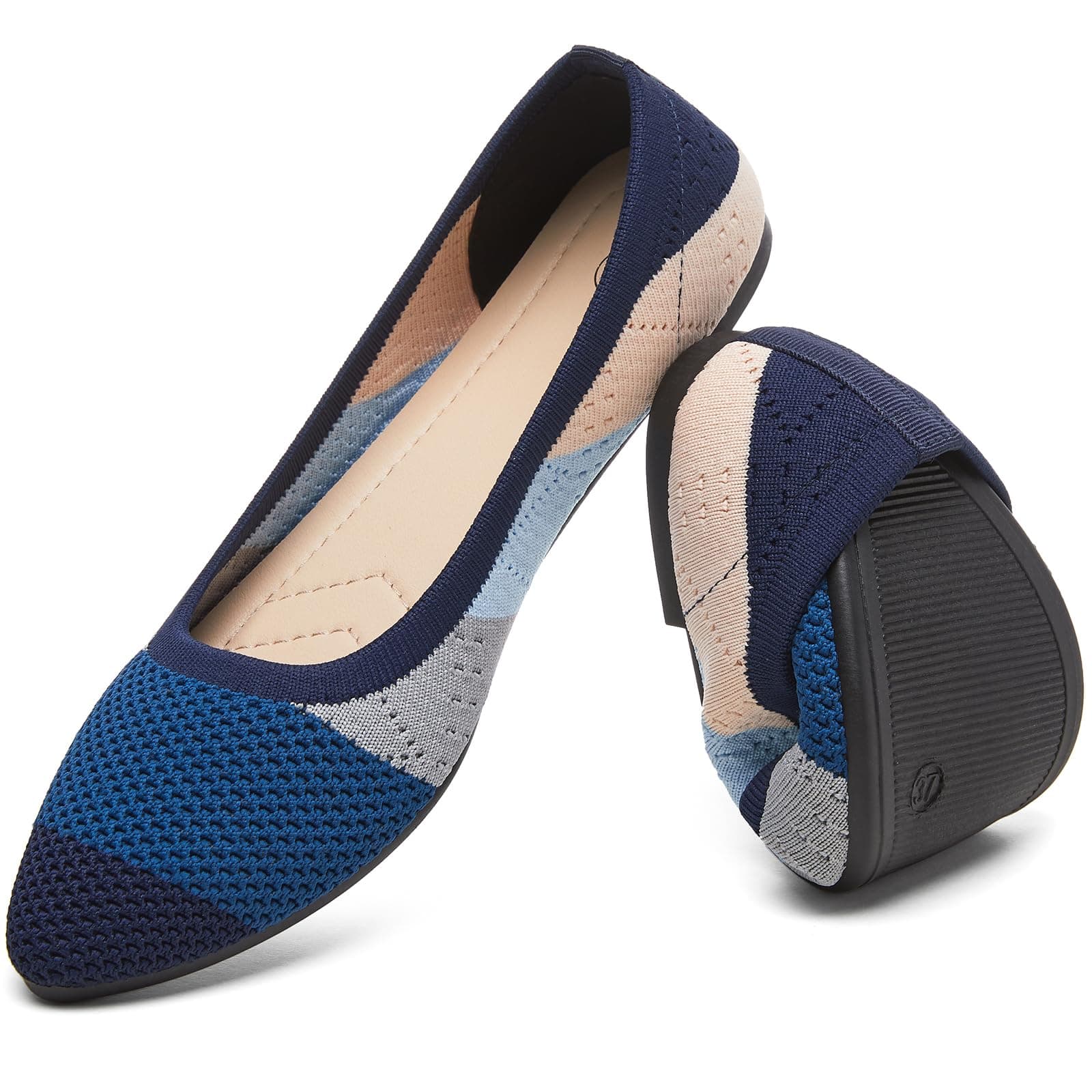 HEAWISH Women’s Ballet Flat Flats Shoes Comfortable Mesh Pointed Toe Slip On Dress Shoes