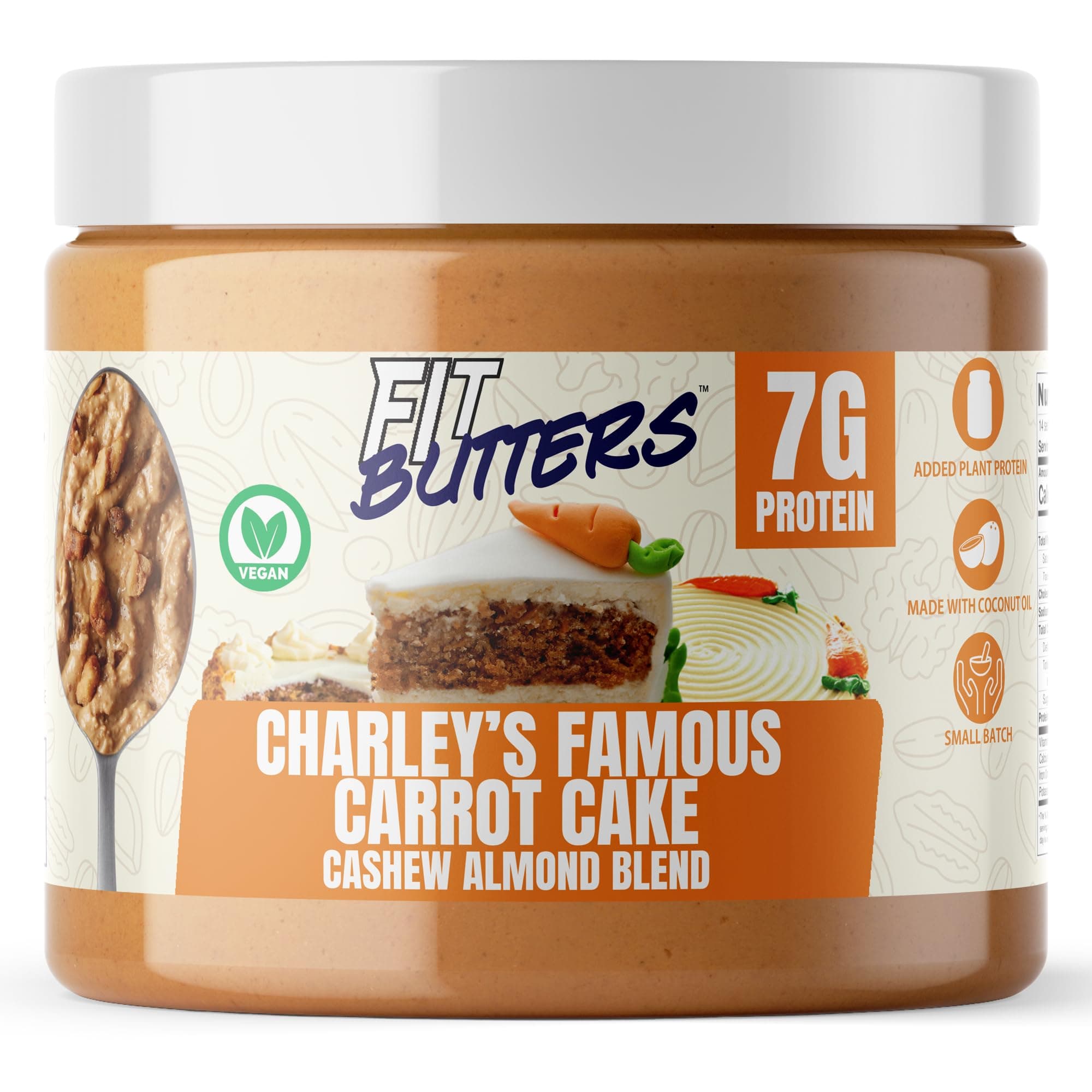 – Charley's Famous Carrot Cake Cashew Almond Butter (Vegan) Spread - Added Protein and Coconut Oil, Low Carb, Low Sugar, Gluten Free, Complete Protein Dessert Flavored Nut Butter