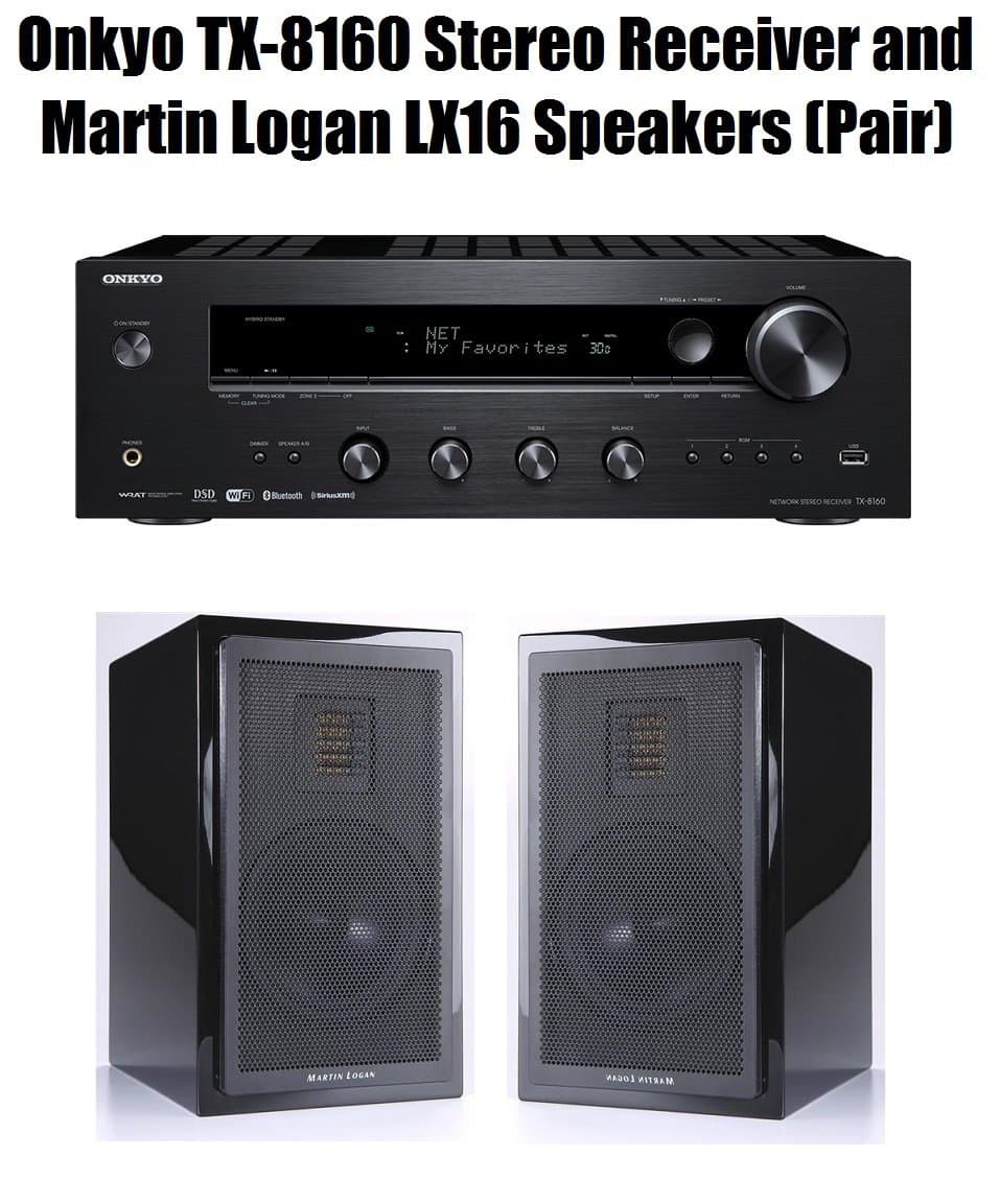 Onkyo TX-8160 Network Stereo Receiver AND Martin Logan Motion LX16 Bookshelf Speakers (Pair) Bundle
