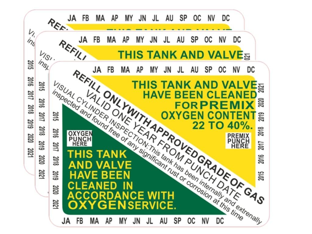 ProDive Nitrox Clean Tank & Valve Inspection Certification Sticker VIP pack of 3 pcs.