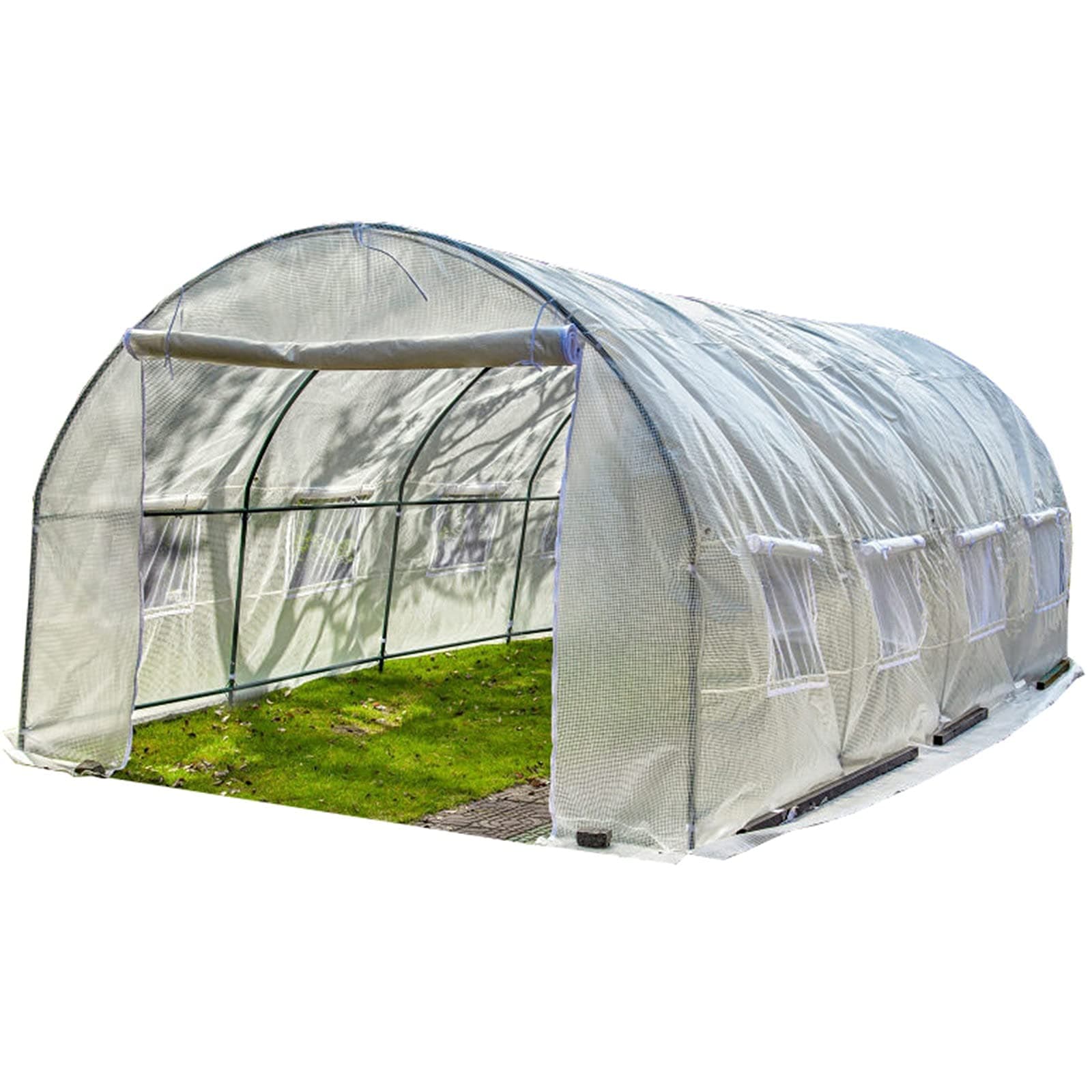 Outdoor Polytunnel Greenhouse with Heavy Duty Steel Frame, Large Walk in Greenhouse Tunnel Garden Plant Tomato Growhouse Hot House, 2m/3m/4m/5m/6m Long (Size : 200x200x200cm)