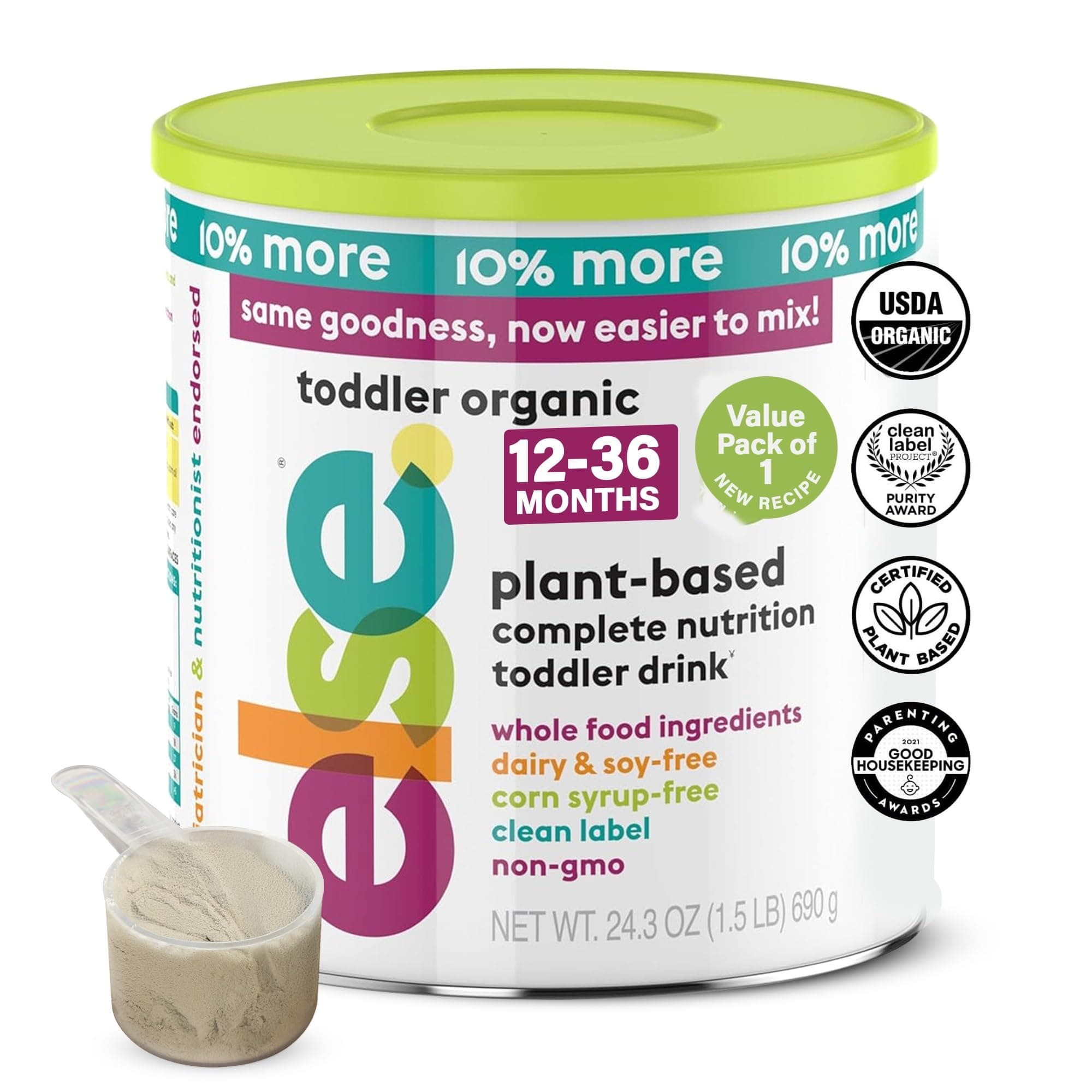 Else Nutrition Toddler Formula 12-36m, Plant Based, Dairy Alternative, Complete Nutrition, Easy to Digest Baby Formula 12-36 months, made from whole food ingredients, (24.z oz, VALUE pack of 1)