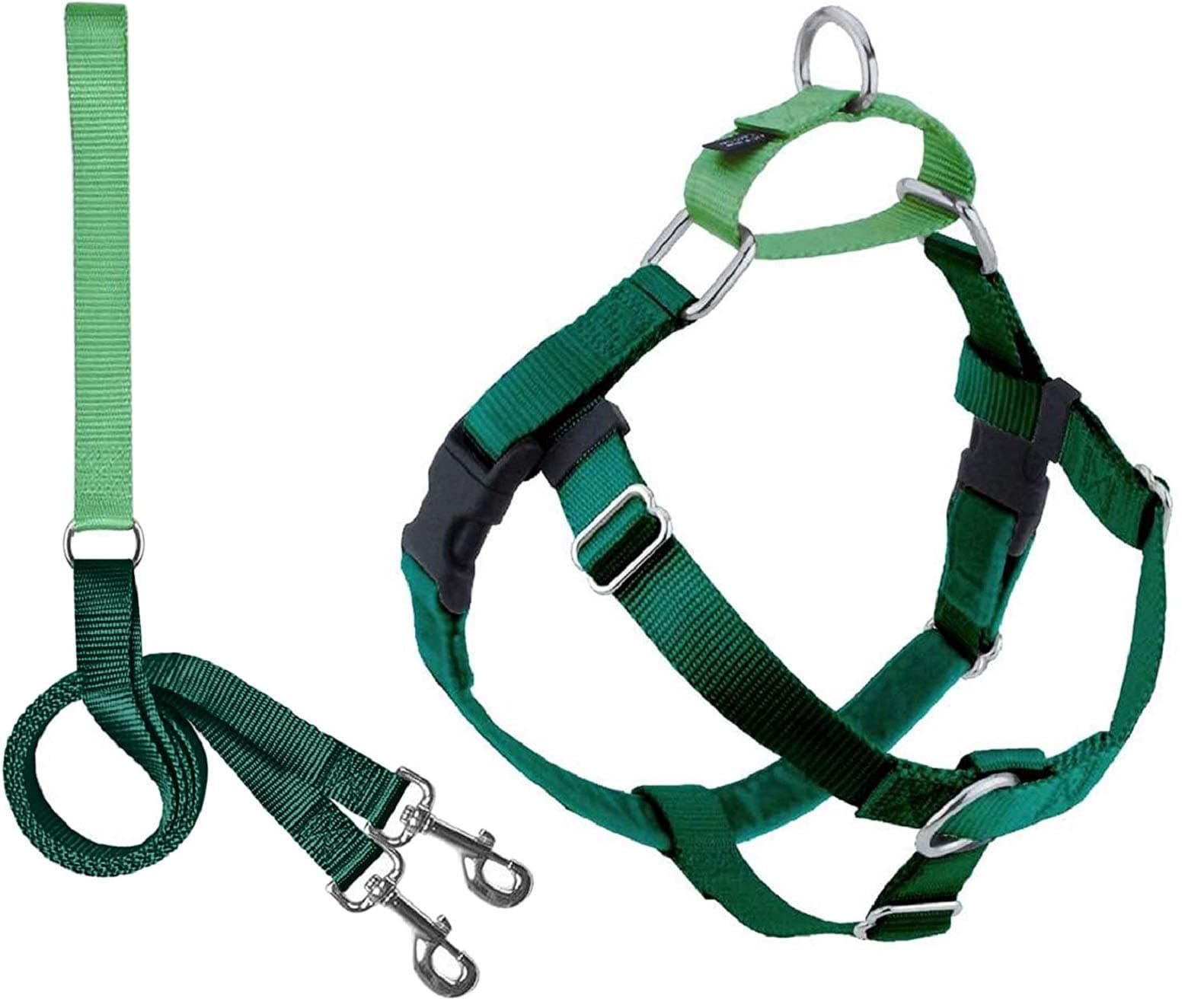 2 Hounds Design Freedom No-Pull Dog Harness with Leash, Large, 1-Inch Wide, Kelly Green