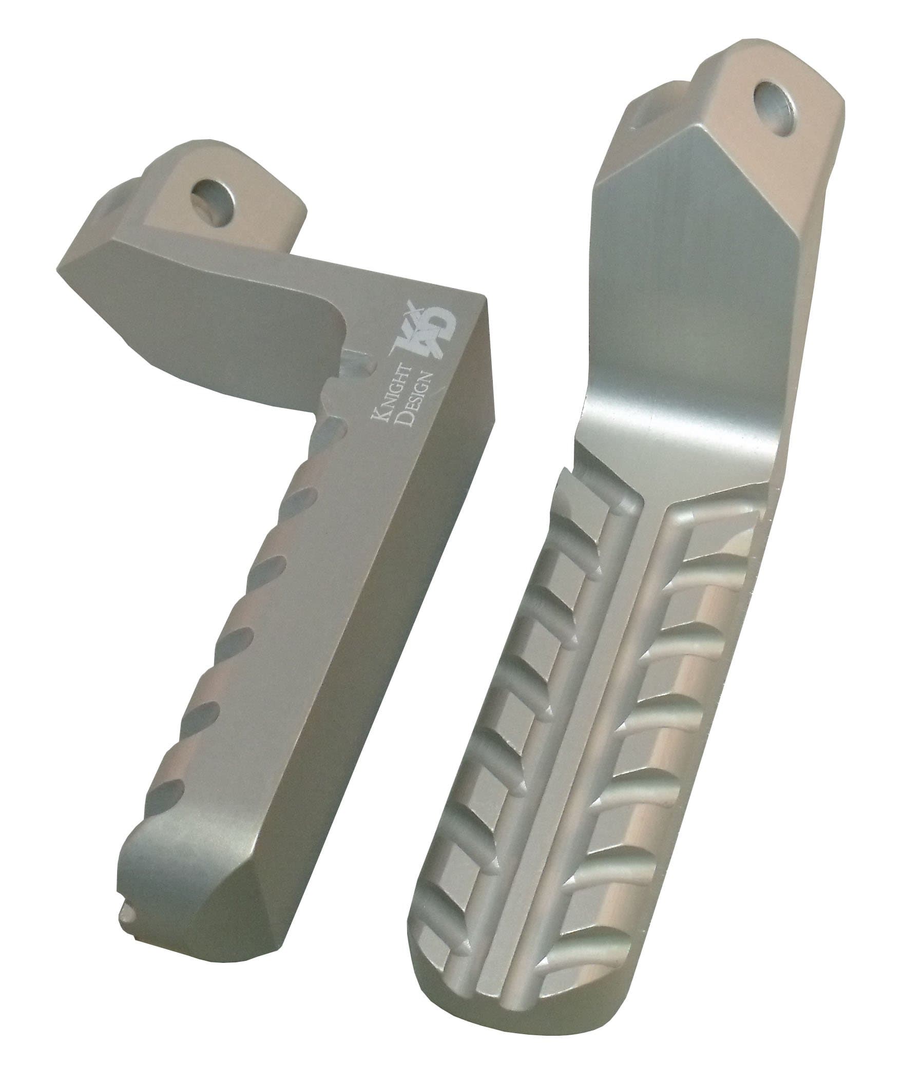 Knight Design Foot Peg Pair, Buell 1125R,1125CR, Lowered 2 inches from stock, Sidetrax tread, front, silver