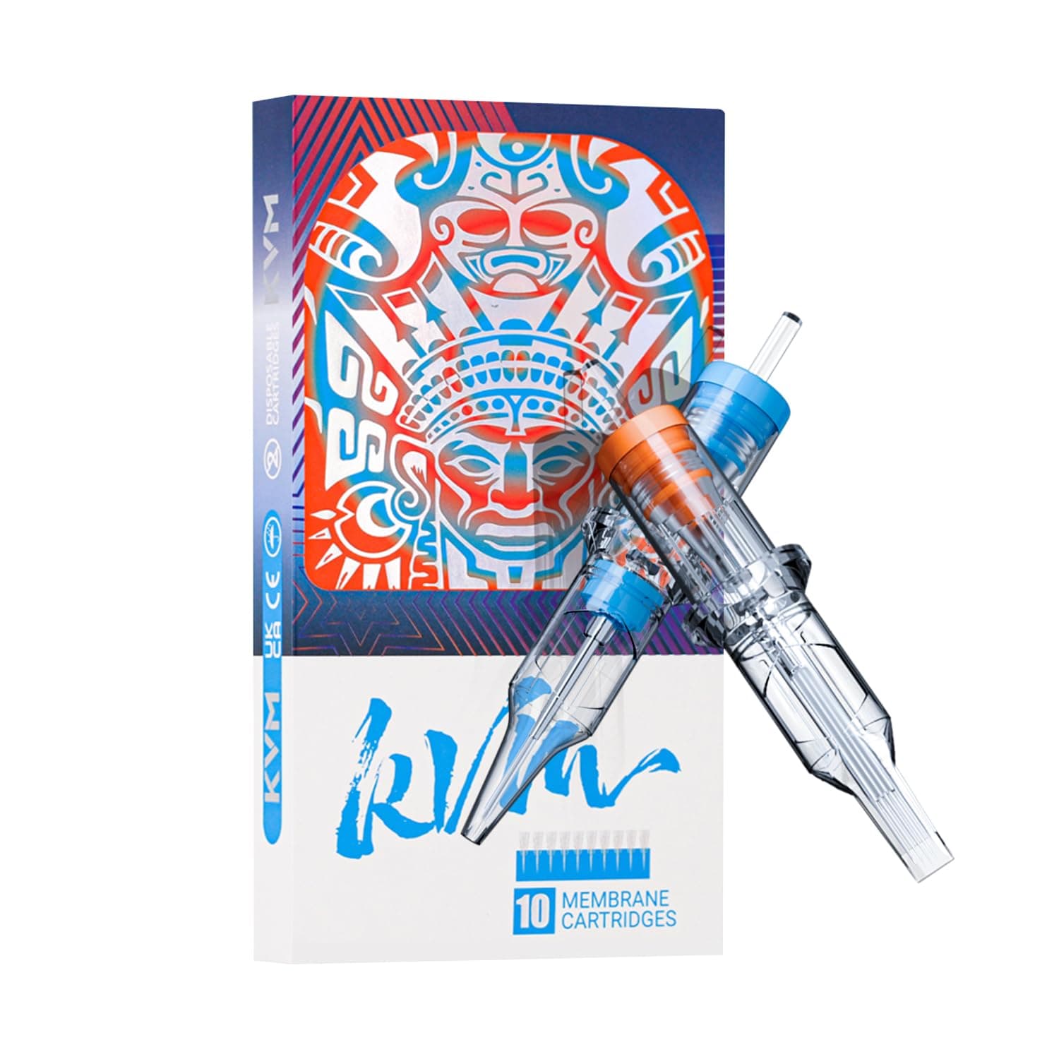KVM Tattoo Cartridge - 1211RM(0.35mm) 10Pcs Disposable Tattoo Needles with Membrane Safety Cartridges for Tattoo Round Liner
