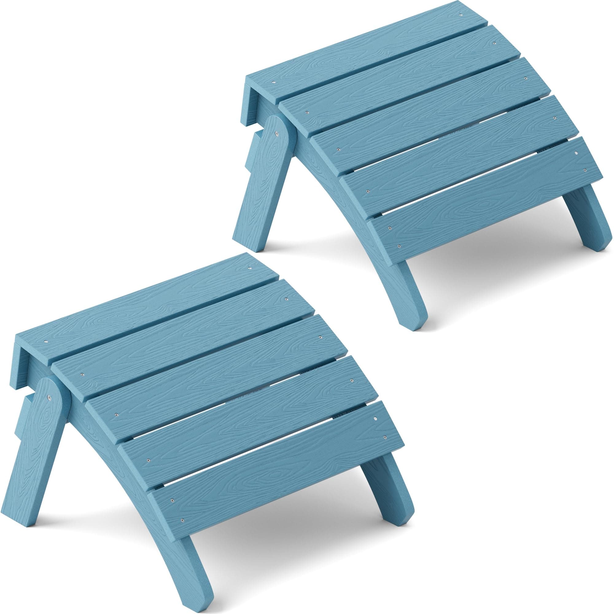 YEFU Adirondack Ottoman Set of 2, Patio Foot Rest, Adirondack Foot Rest, Folding Adirondack Footstool, Weather Resistant for Adirondack Chair, Widely Used for Outdoor, Porch, Backyard, Fire Pits-Blue