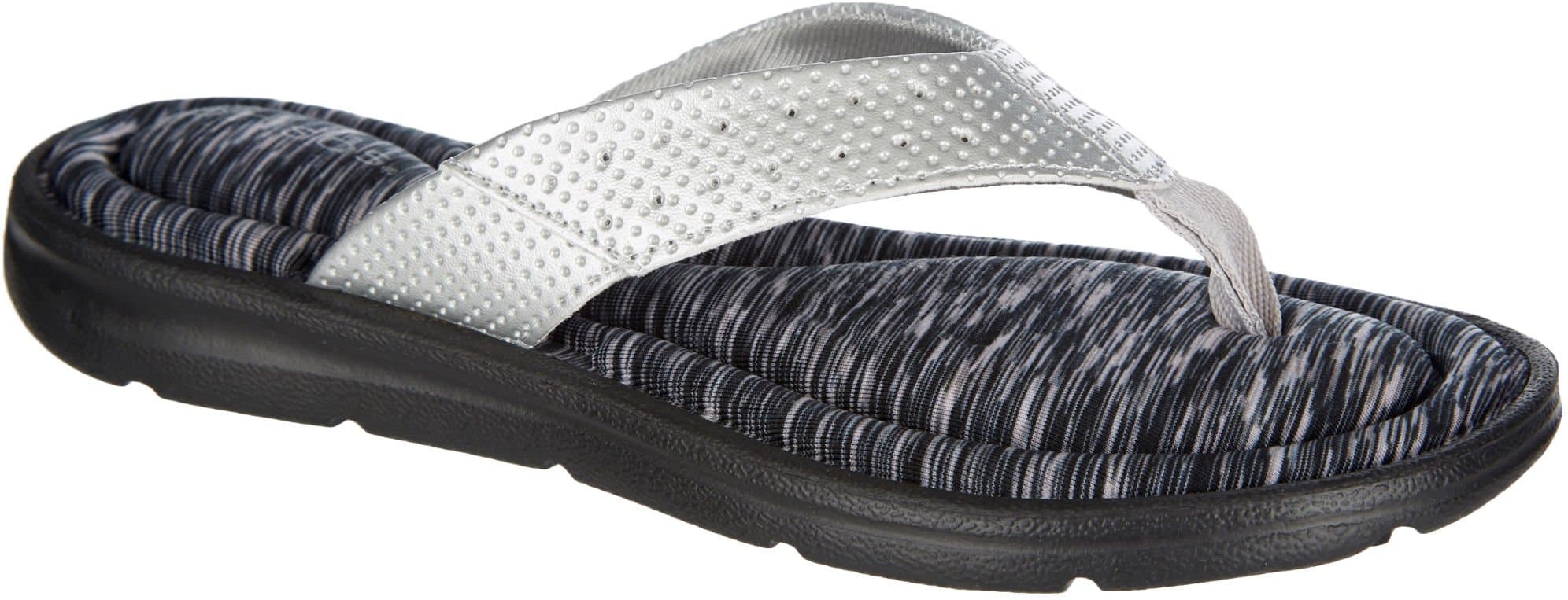 Brisas Womens Zamora Cushioned Flip Flops 6 Silver/Black
