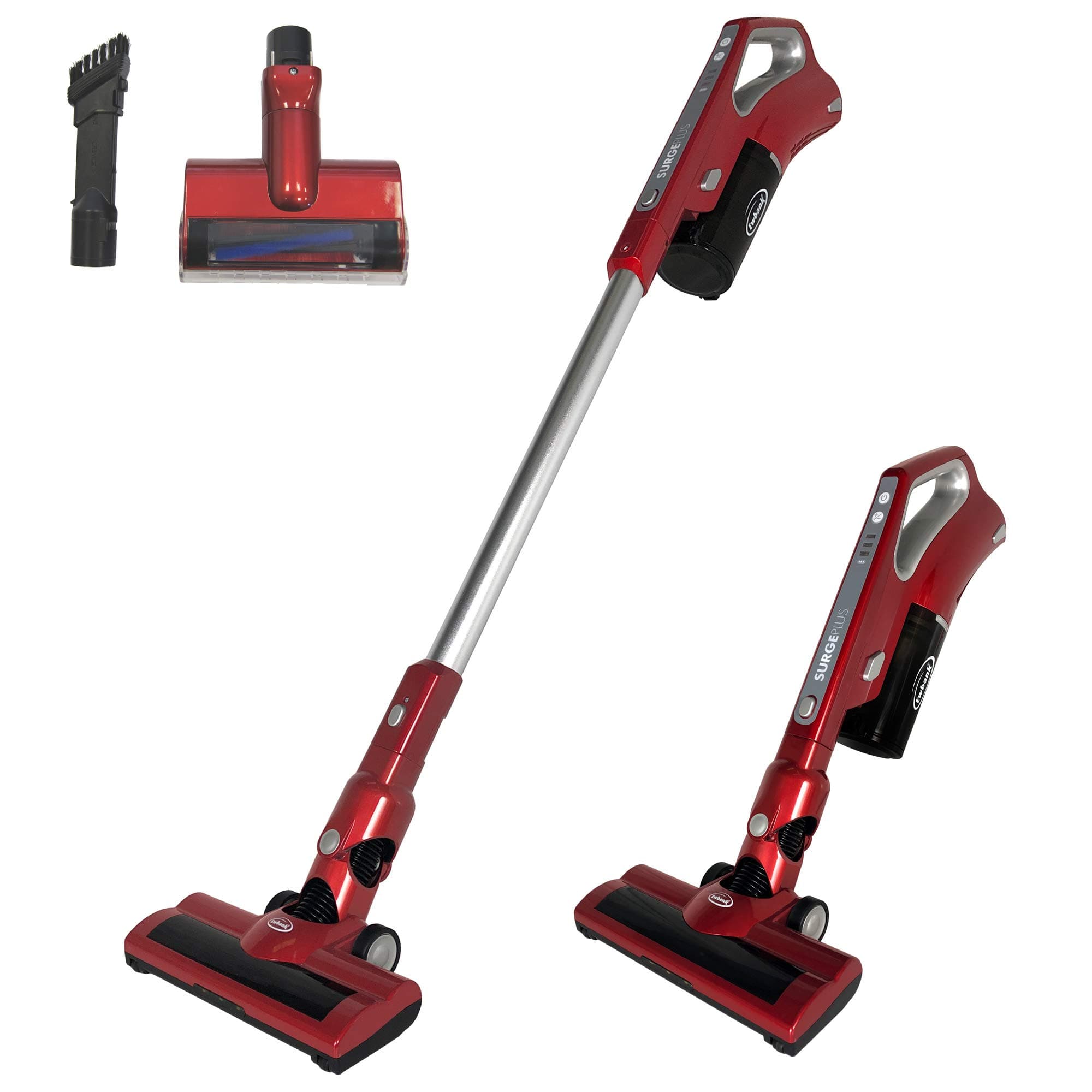 Ewbank EW3032 SurgePlus Cordless Stick Vacuum Cleaner, 2-in-1 Upright and Handheld Vacuum with Extra Long 55 Minute Run Time and Brushless DC Motor, 0.5 litre Dust Container, Red