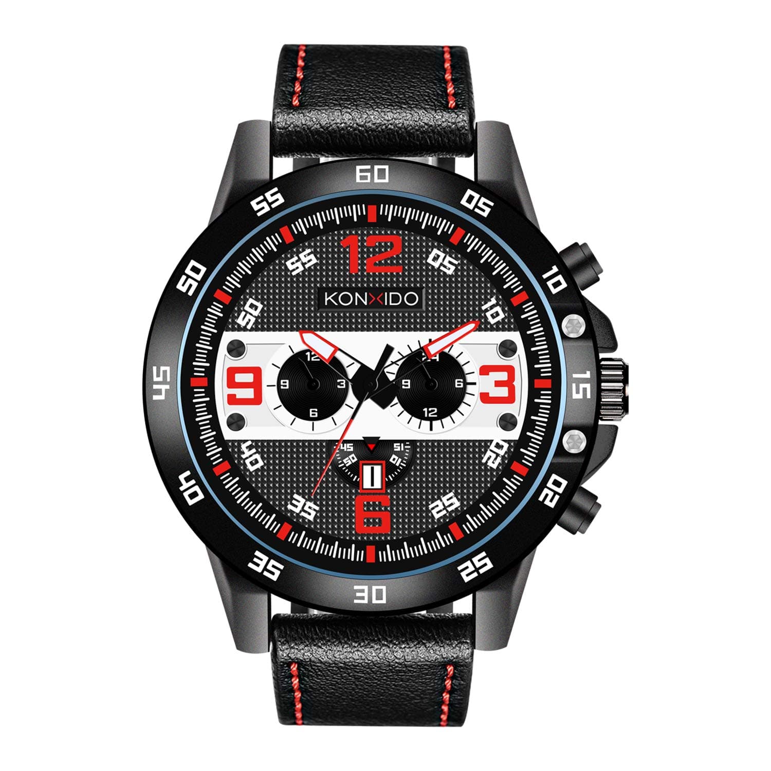 Waterproof Fashion Series Men’s Quartz Calendar Watch with Assorted Color Dial Analogue Display and Genuine Leather Strap - Fashion Design Dress Watch with Stainless Steel case