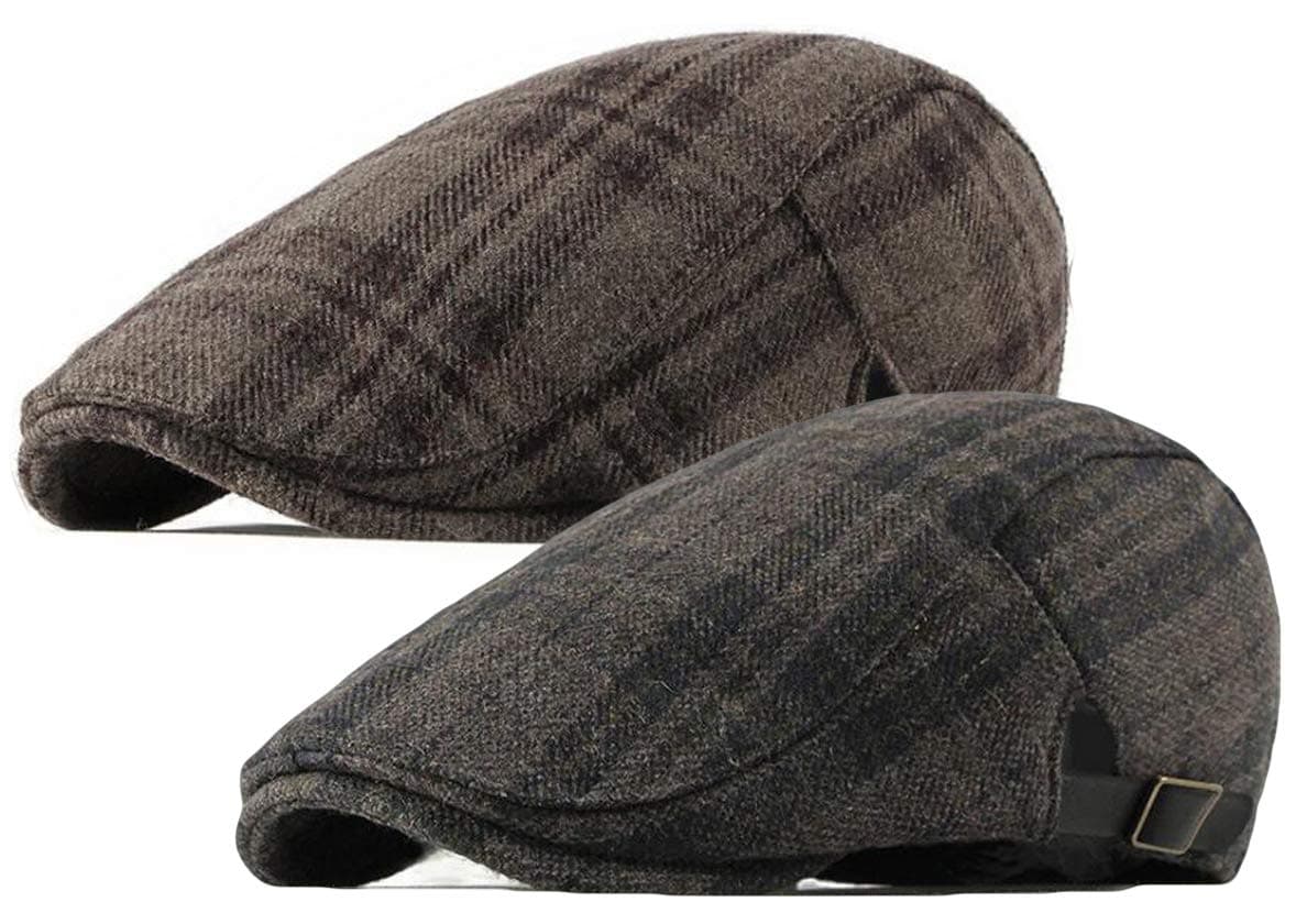 2 Pack Men's Cotton Flat Cap Ivy Gatsby Newsboy Hat