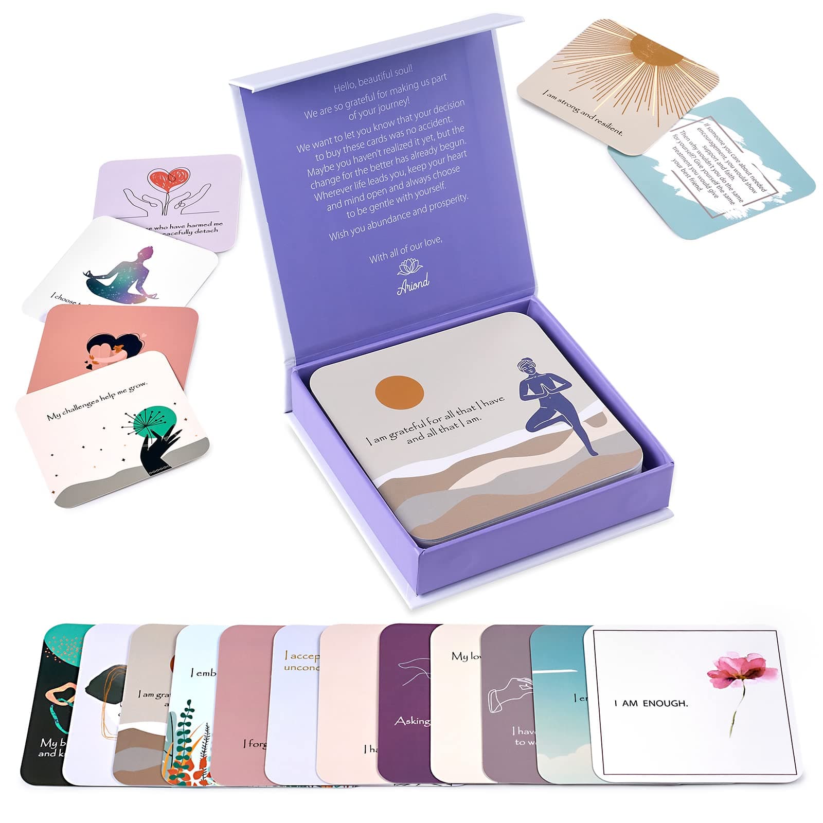 Ariond Positive Affirmations Cards For Women | Motivational With Thought-Provoking Questions, Daily Mindfulness Cards, Inspirational Meditation