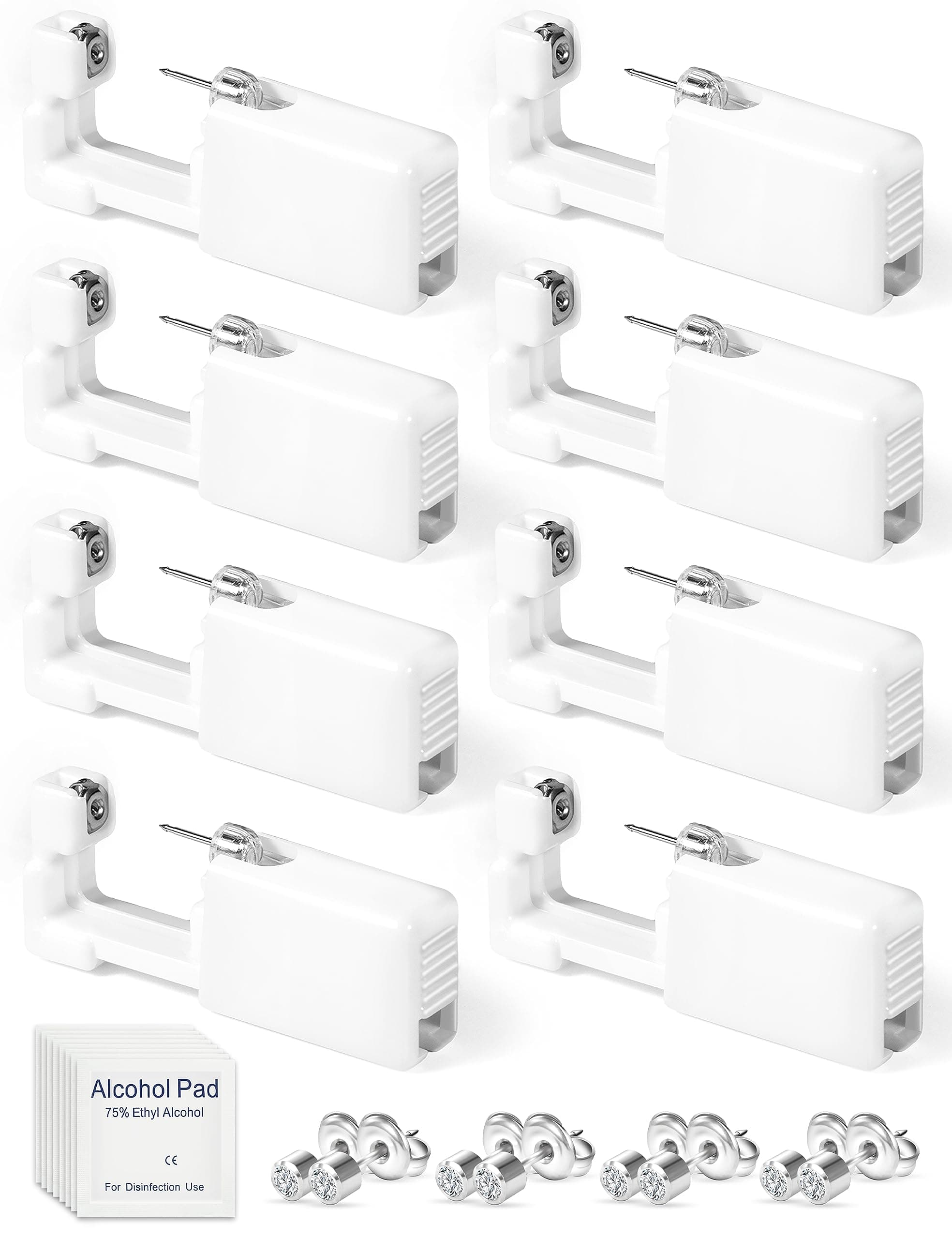 8pcs Ear Piercing Gun,Painless Disposable Self Ear Piercing Kit with Ear Studs,Earrings for Women Men Girls Boys