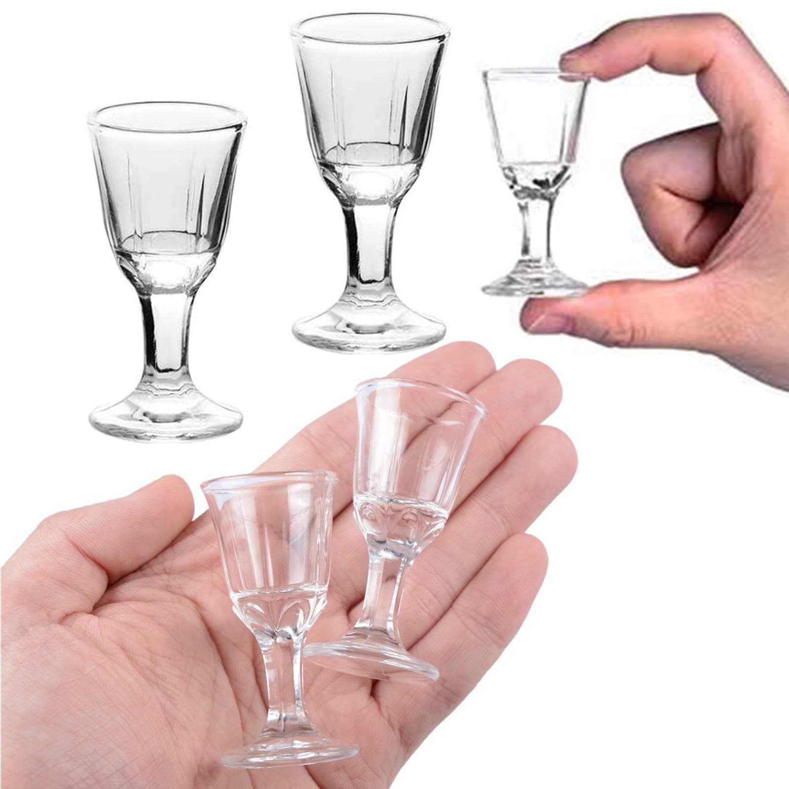 Small Mini Size 10ml, 0.4oz - 2pcs Mini Shot Glass Shooter Wine Liquor Spirit Sake Alcohol Cups Chinese Japanese Small Drinking Glass for Tequila Vodka Chinese Wine Glass Cup for Pub Home use