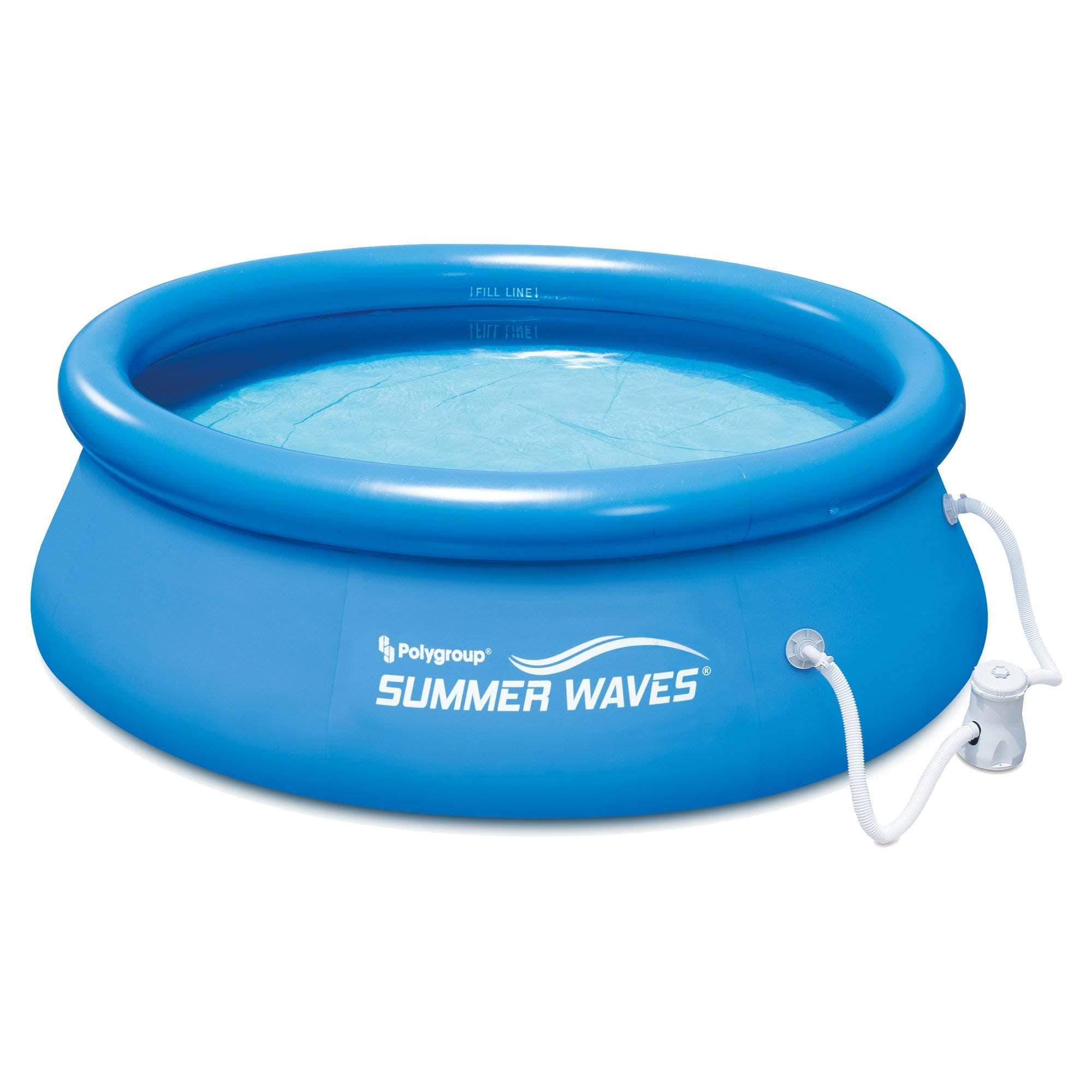 Summer Waves 8 x 8 x 2.5 Feet Round Inflatable above Ground Pool with RX330 Filter Cartridge Pump for Infants, Kids, and Adults, Blue