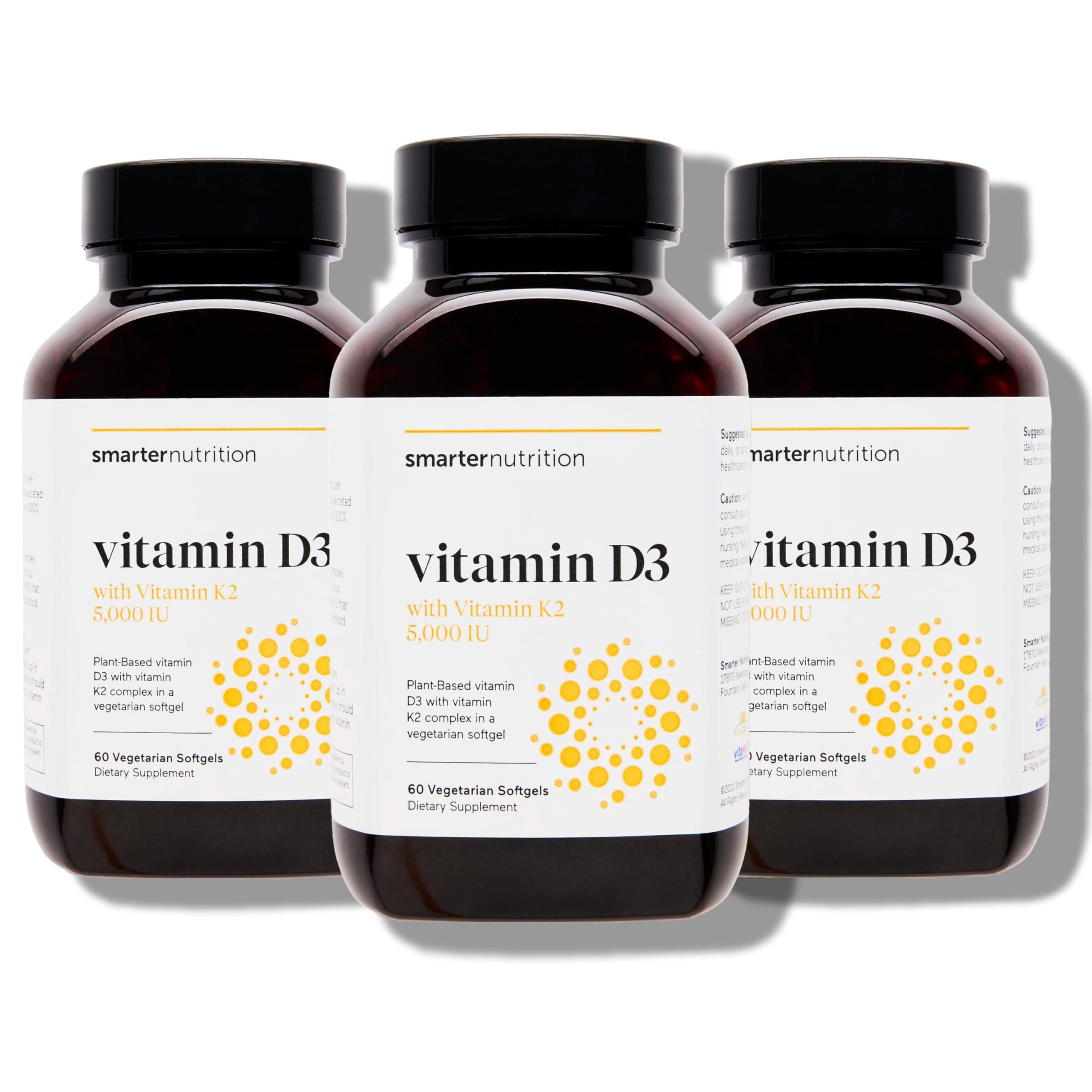 Vegan Vitamin D3 5000 IU + Natural Vitamin K2 1100 mcg in Organic Coconut & Olive Oil - D3 K2 Supplement for Immune & Bone Support - 180 Softgels[90 Day Supply]