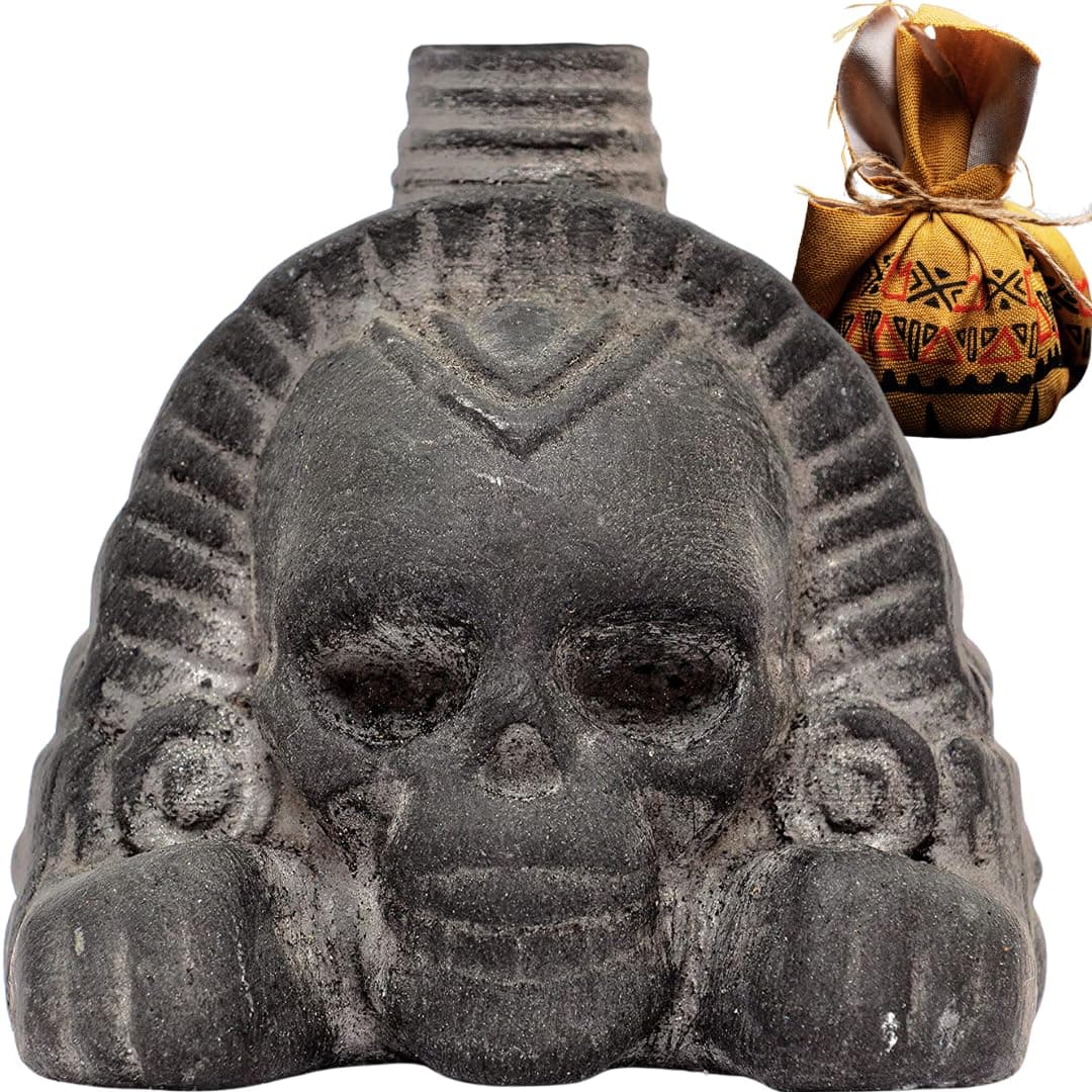 ZBOSS Authentic Screaming Aztec Death Whistle by ITZCOEHUA - Real Human Sound Yells Loud Over 125 Decibels, Collectors, Aztec Design, Obsidian, Self Defense