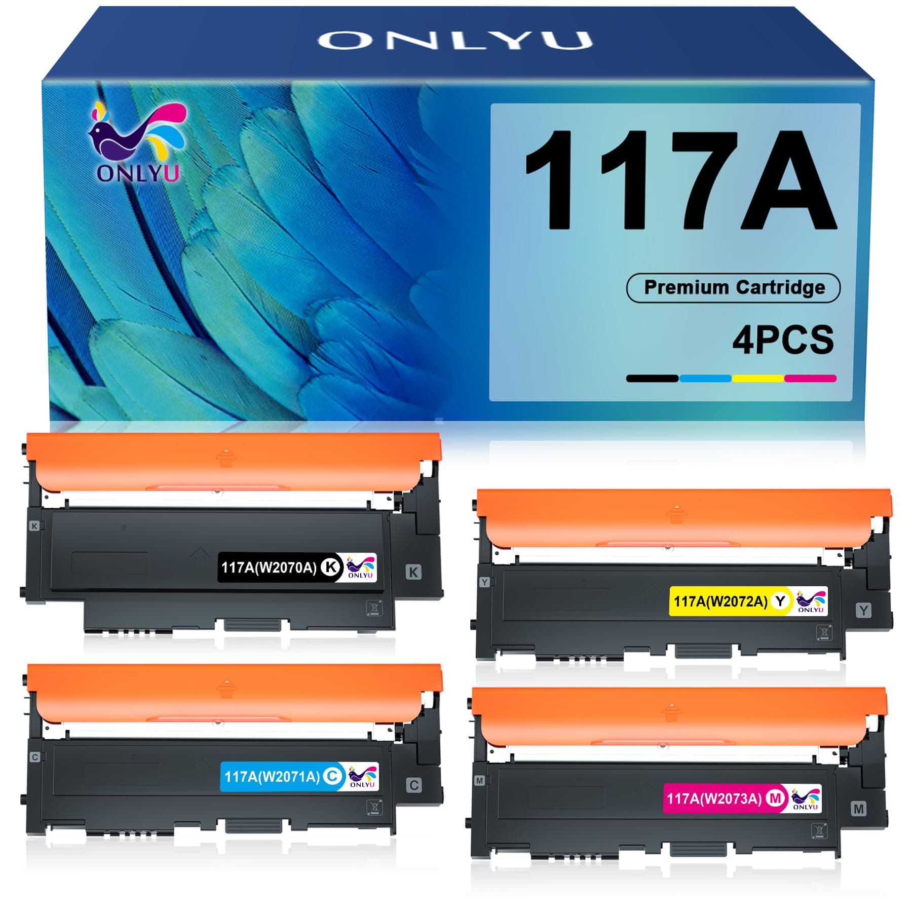 ONLYU 117A Compatible with HP Toner Colour Laser MFP 179fwg 117A Set 178nwg 179fnw 150a 150nw W2070A W2071A W2072A (Black Cyan Yellow Magenta)