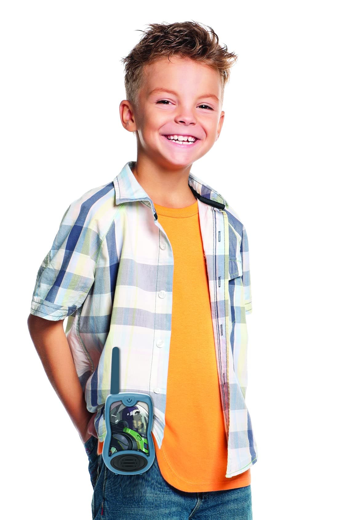 LEXIBOOK, Buzz Lightyear, Walkie-Talkies 200m, Communication Game for Children, 2 Communication Channels, Belt Clip, Battery Operated, Gray, TW12LY