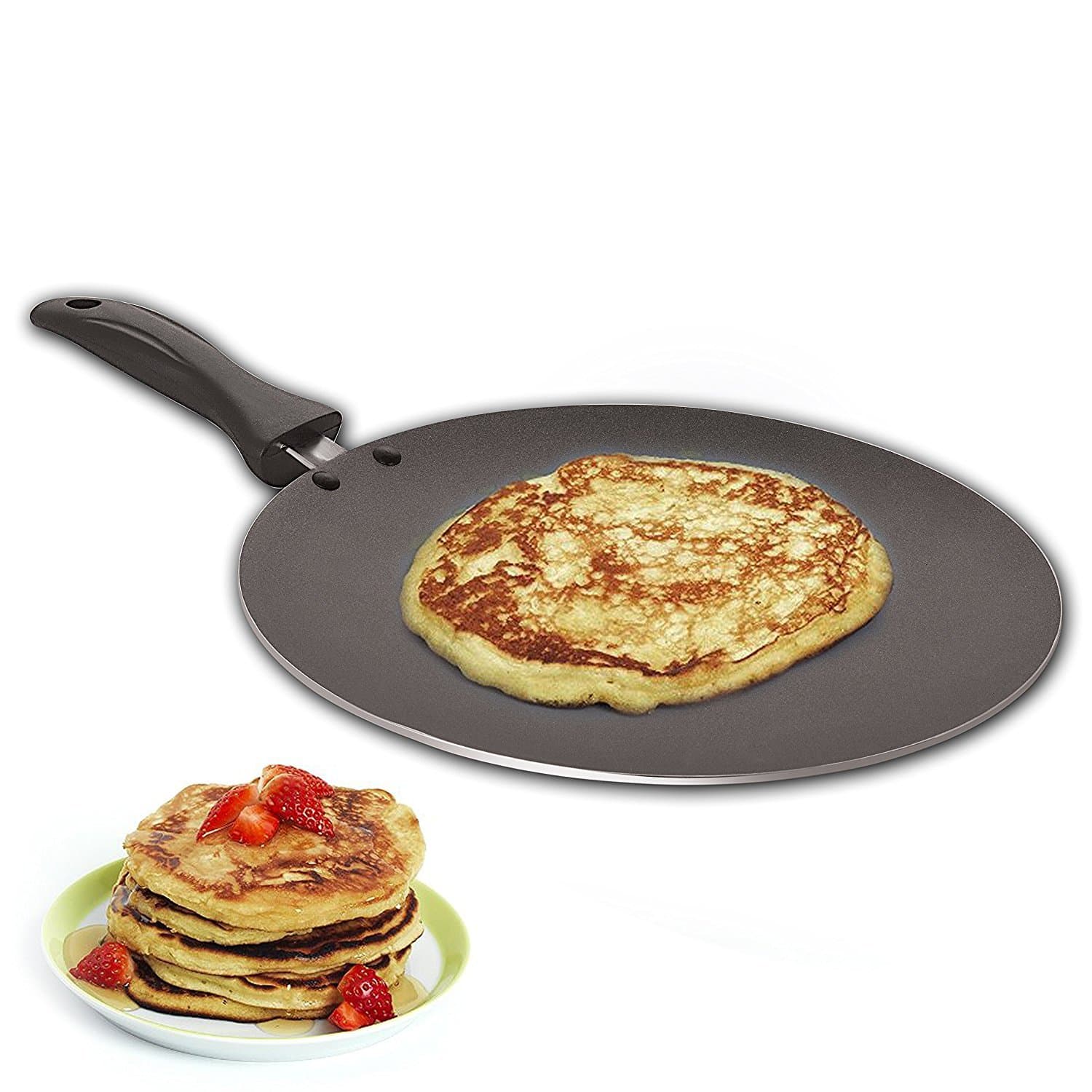 DBY Roti Pan Nonstick Chapati Tava Griddle Tawa Cooking Utensil Cookware Pancakes Omelette Fried Eggs Crepes Pan Roti Paratha Dosa Thalipith Pan Round Skillet (285 mm)