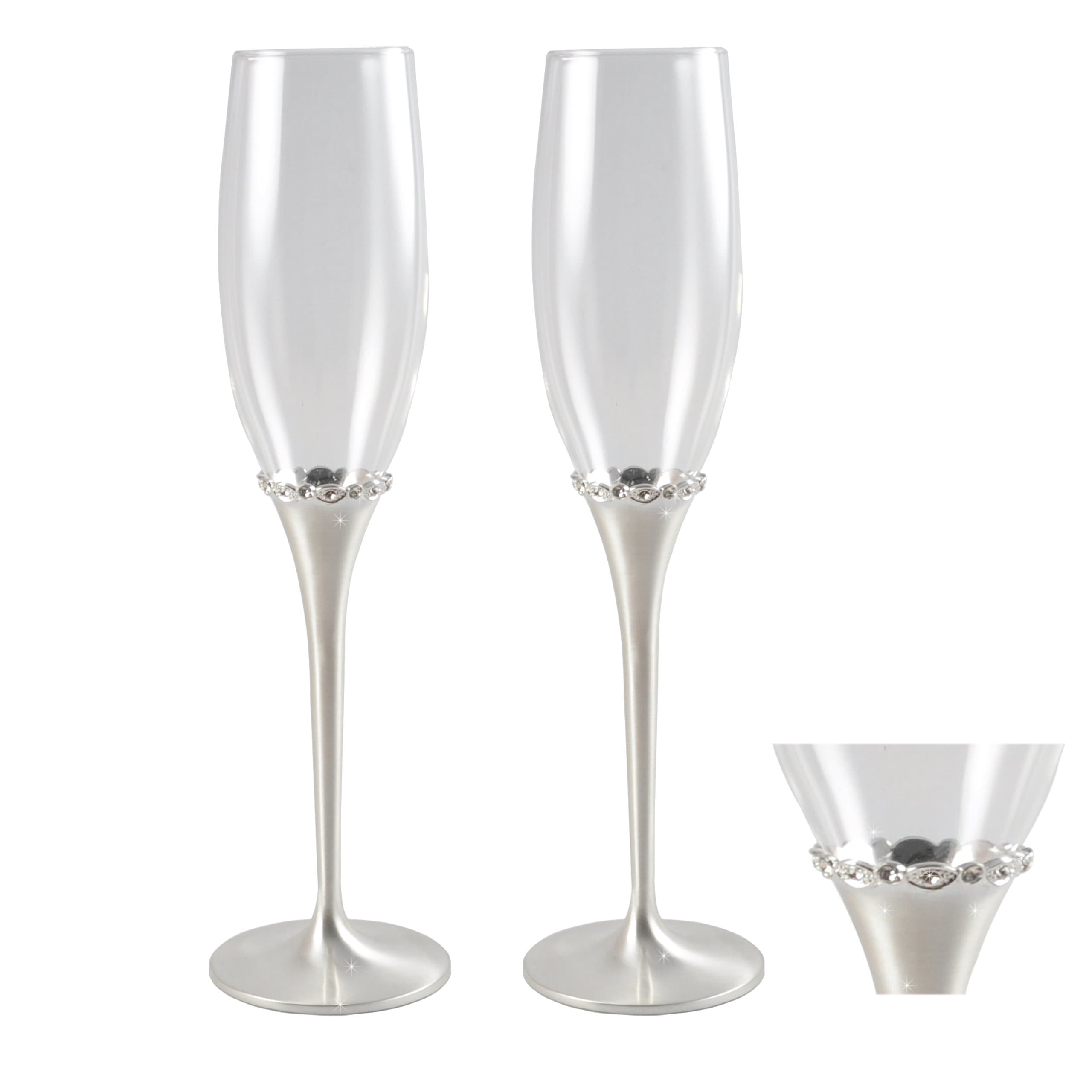 Elegant Champagne Flute with 2 tone Silver Lacquer by Artistique5 Design